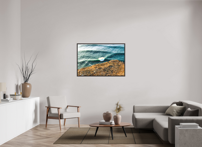 120 x 80 cm, Canva - moldura castanha escura Wave