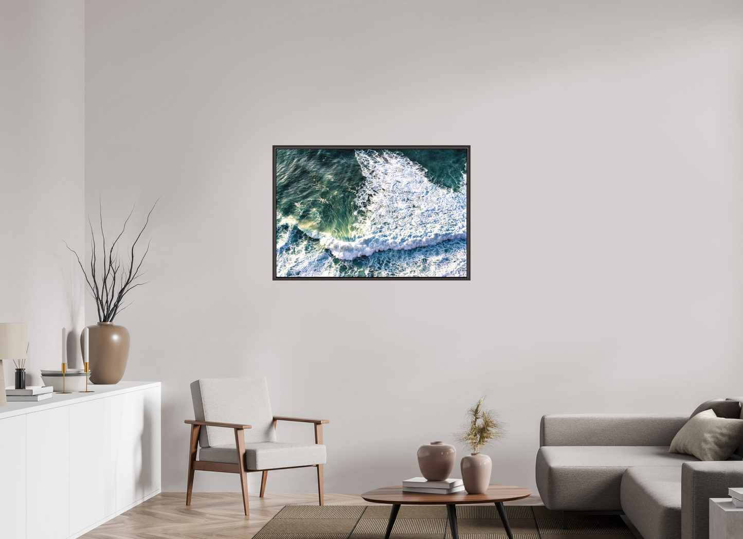 105 x 70 cm, Canva - moldura castanha escura Ocean