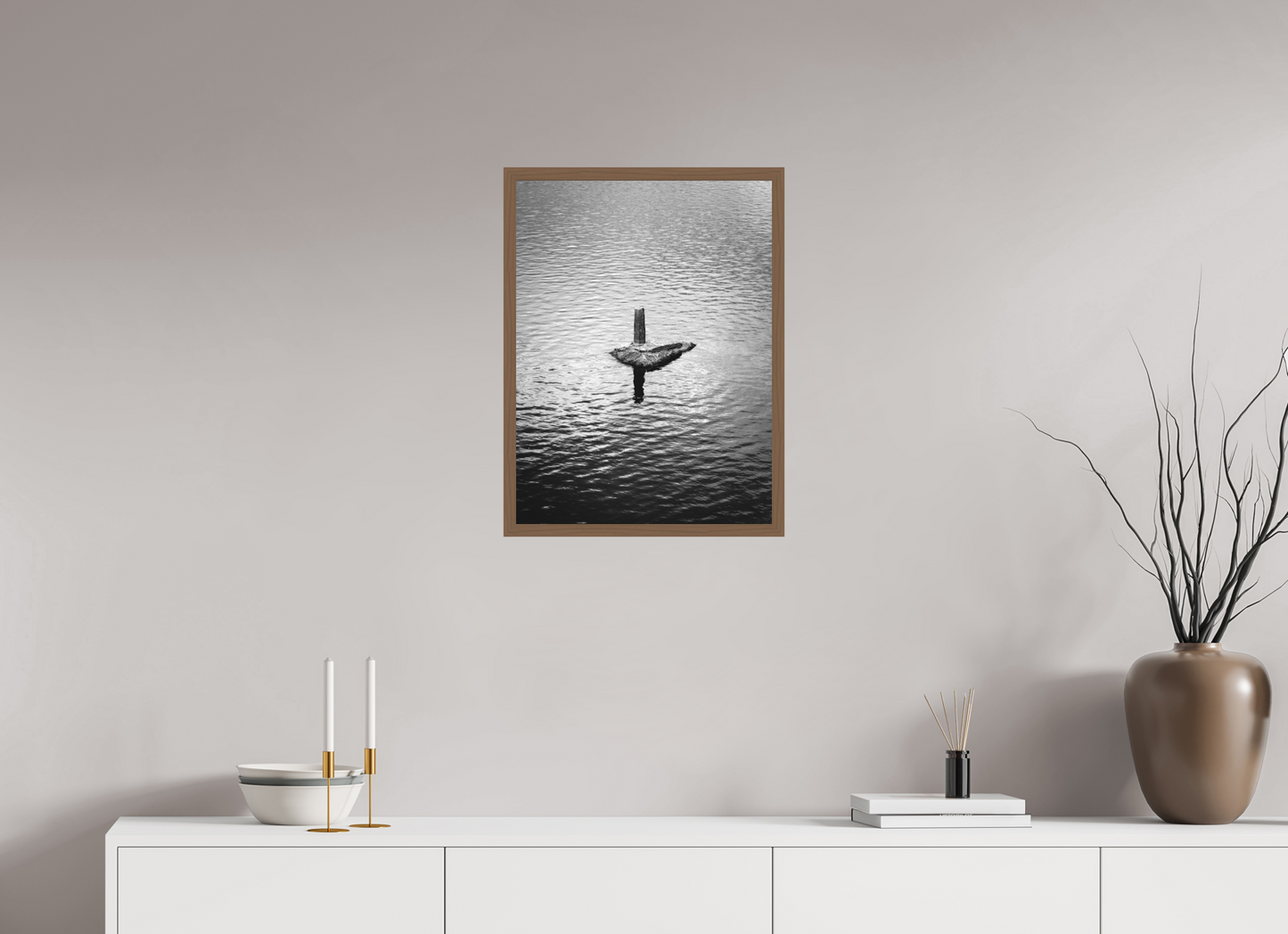 45 x 60 cm, Ilford P&B em Metacrilato - moldura Walnut Silêncio de Concreto