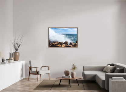 120 x 80 cm, Fine Art em Metacrilato - moldura walnut Crashing Power