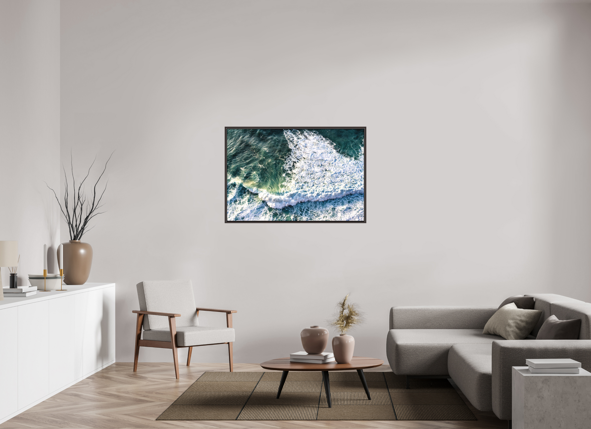 120 x 80 cm, Canva - moldura castanha escura Ocean