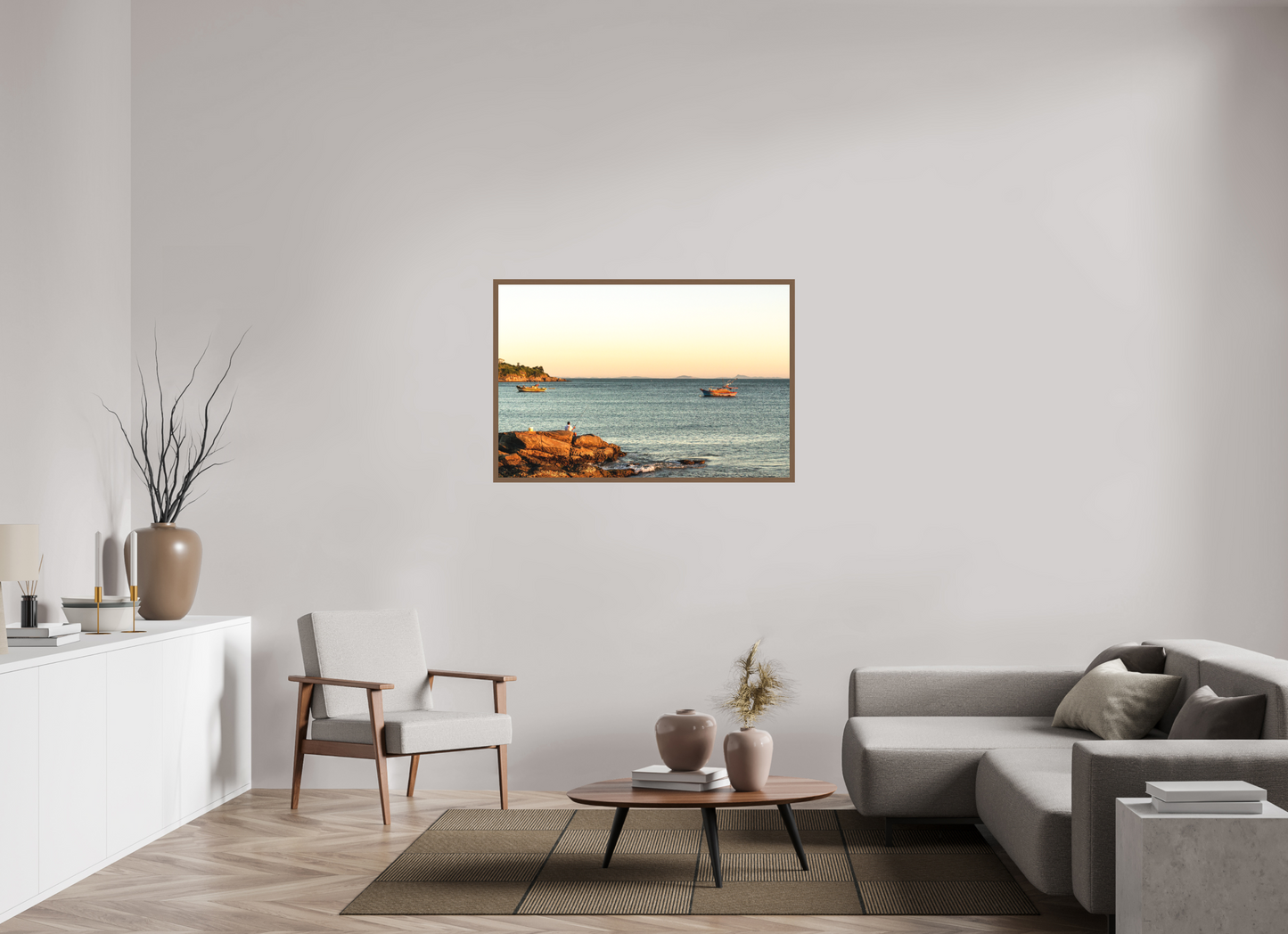 120 x 80 cm, Fine Art em Metacrilato - moldura walnut O Pescador