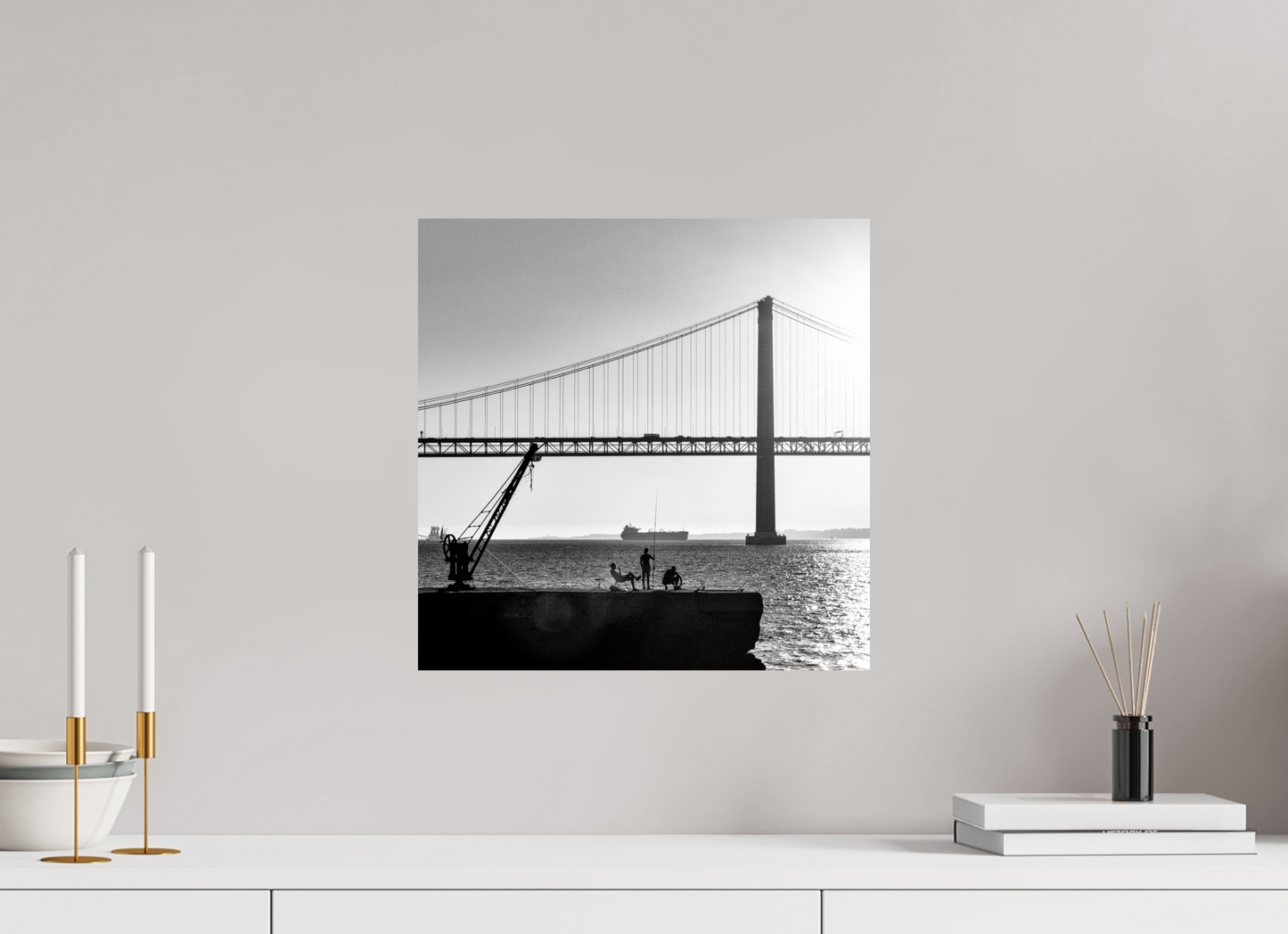 40 x 40 cm, Hahnemuhle Fine Art - Sem moldura Os Pescadores de Almada.