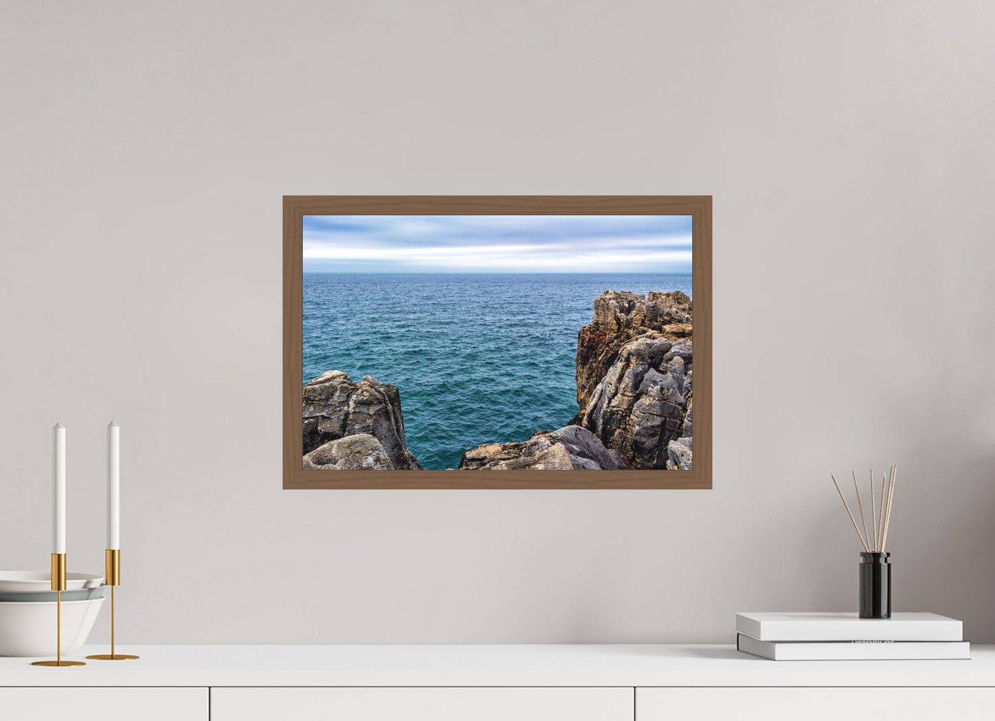 45 x 30 cm, Fine Art em Metacrilato - moldura walnut Horizon