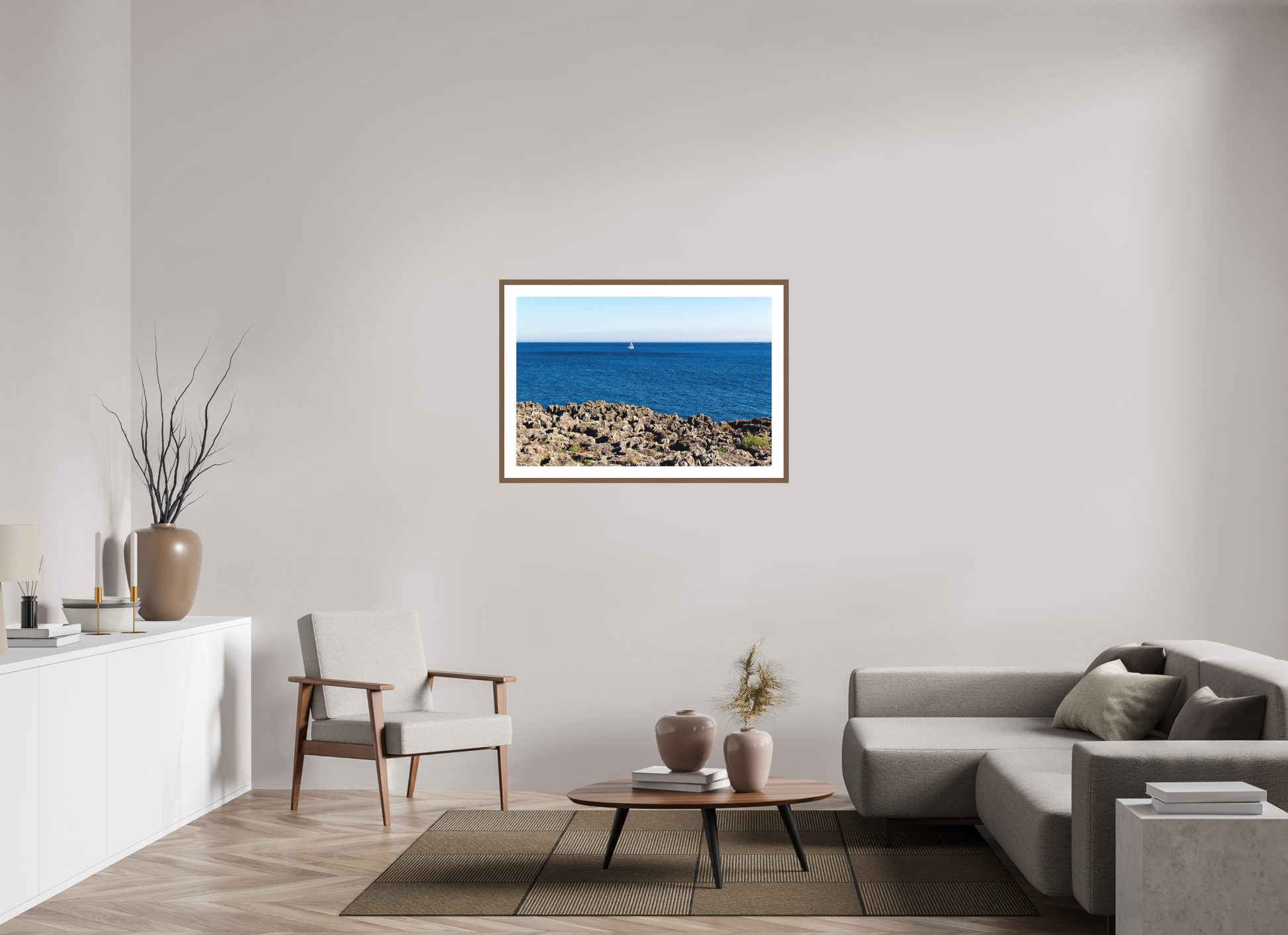 105 x 70 cm, Hahnemuhle Fine Art - moldura Walnut O Barquinho