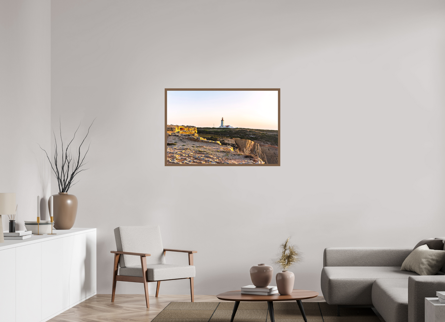 105 x 70 cm, Fine Art em Metacrilato - moldura walnut O Farol
