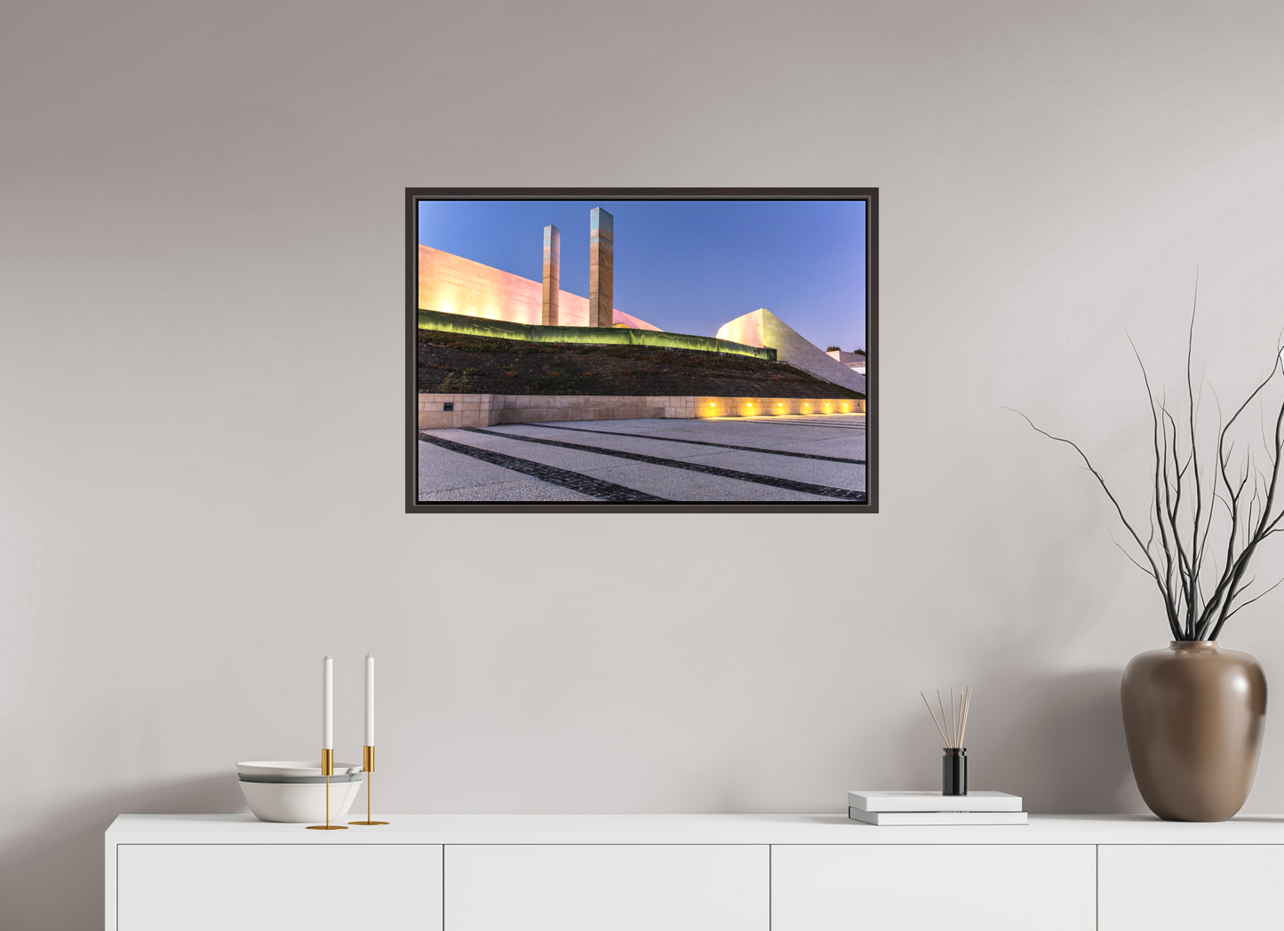 75 x 50 cm, Canva - moldura castanha escura Linhas e Curvas