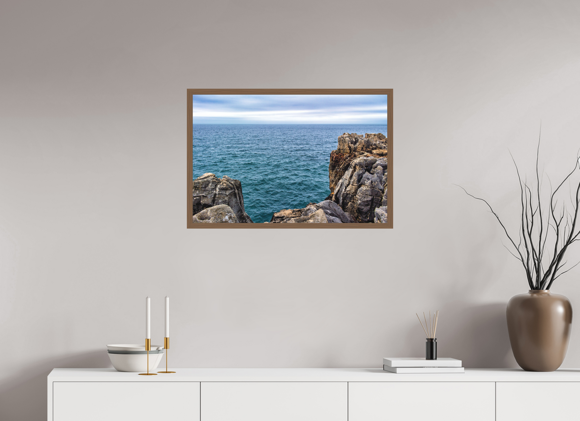 75 x 50 cm, Fine Art em Metacrilato - moldura walnut Horizon