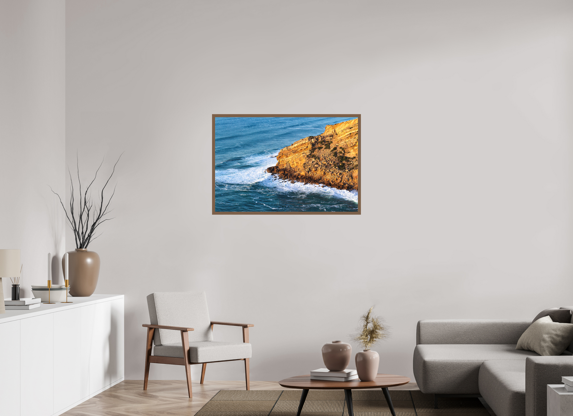 105 x 70 cm, Fine Art em Metacrilato - moldura walnut A rocha