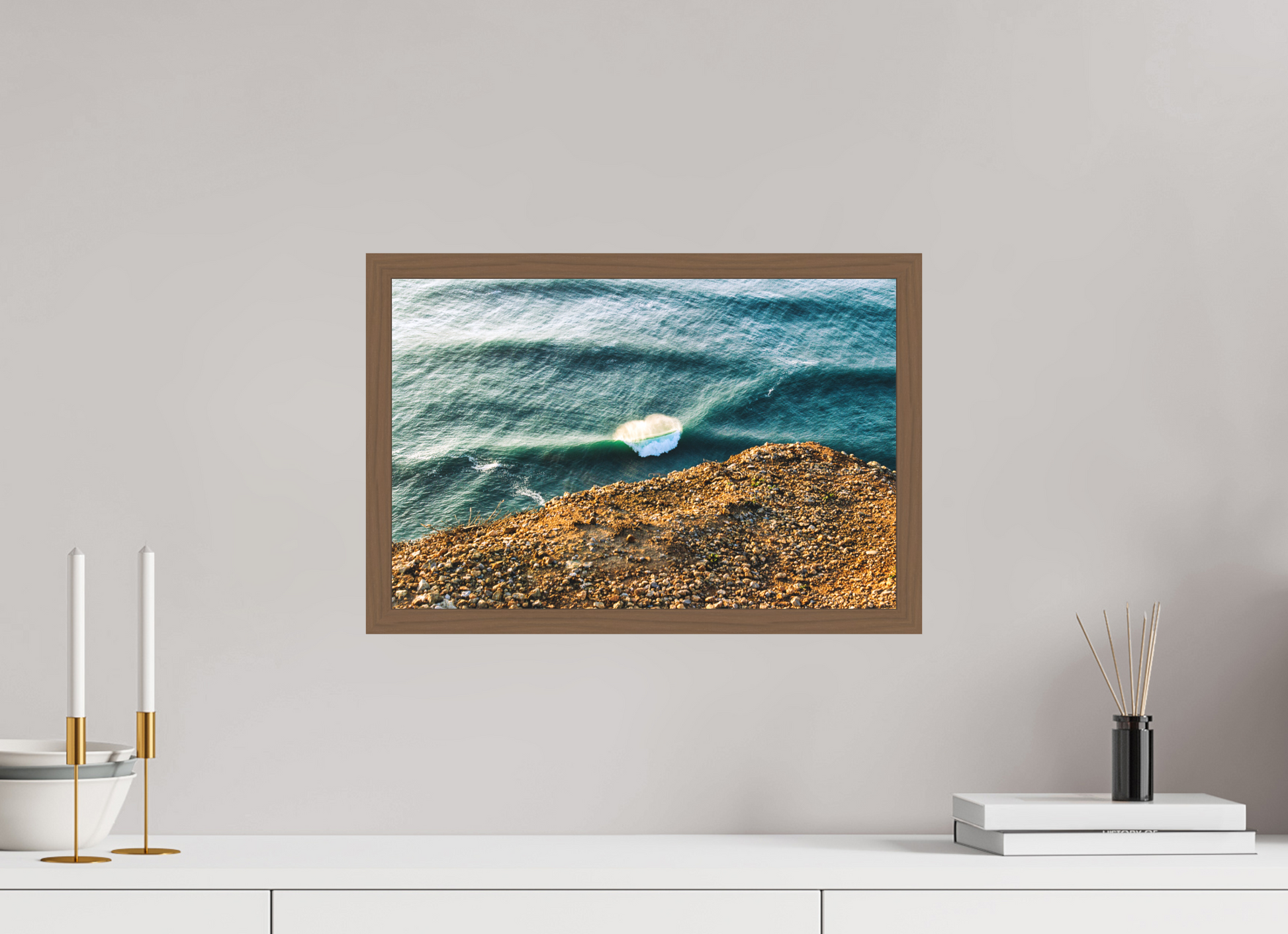45 x 30 cm, Fine Art em Metacrilato - moldura walnut Wave