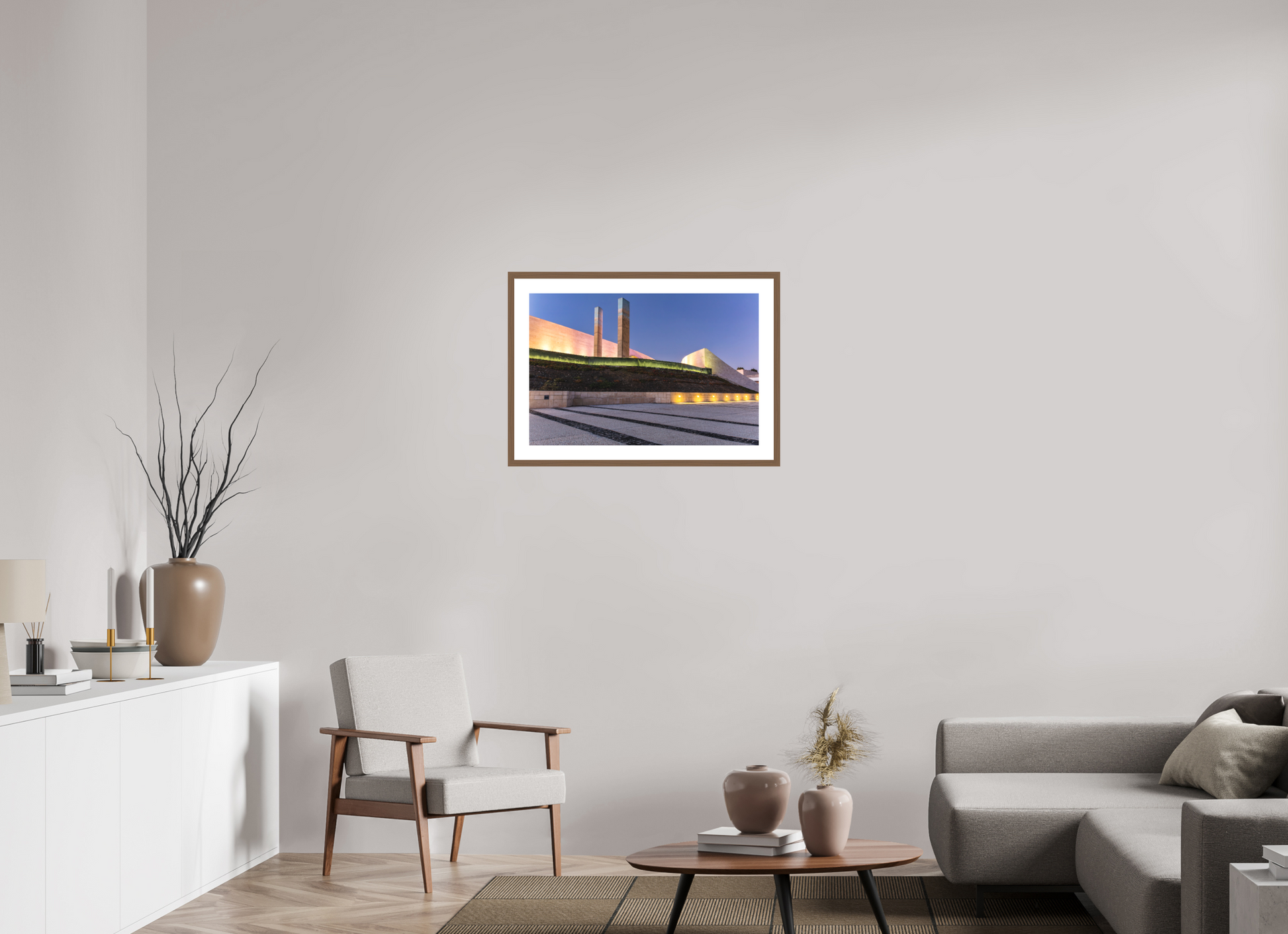 75 x 50 cm, Hahnemuhle Fine Art - moldura Walnut Linhas e Curvas
