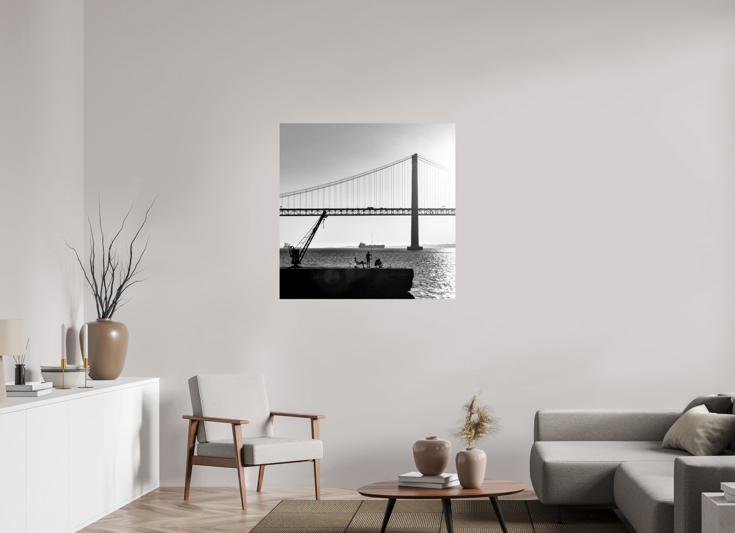 100 x 100 cm, Hahnemuhle Fine Art - Sem moldura Os Pescadores de Almada.