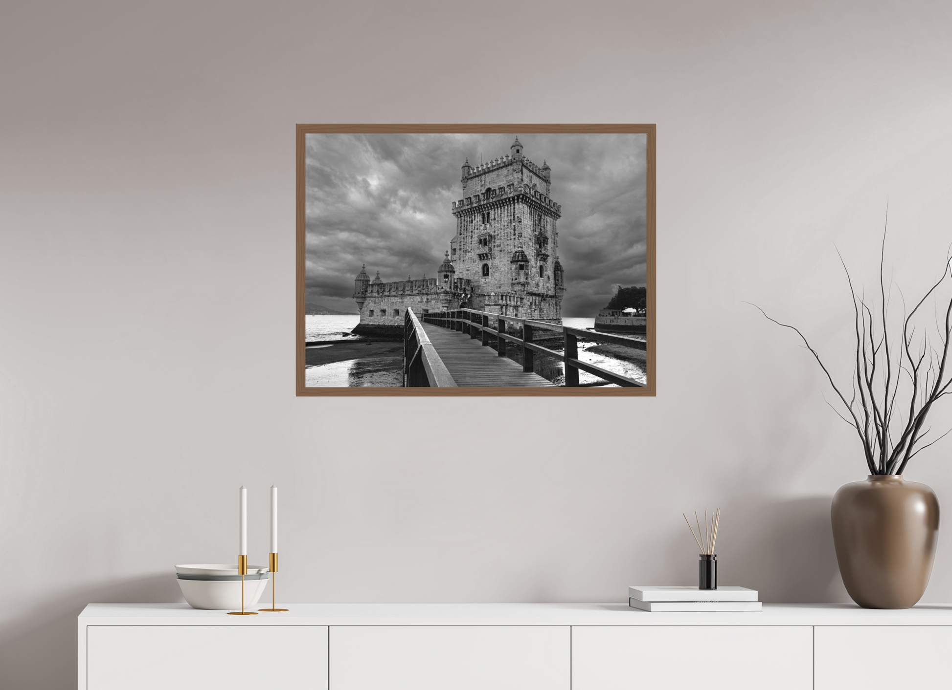 80 x 60 cm, Ilford P&B em Metacrilato - moldura Walnut Sentinela do Tempo.