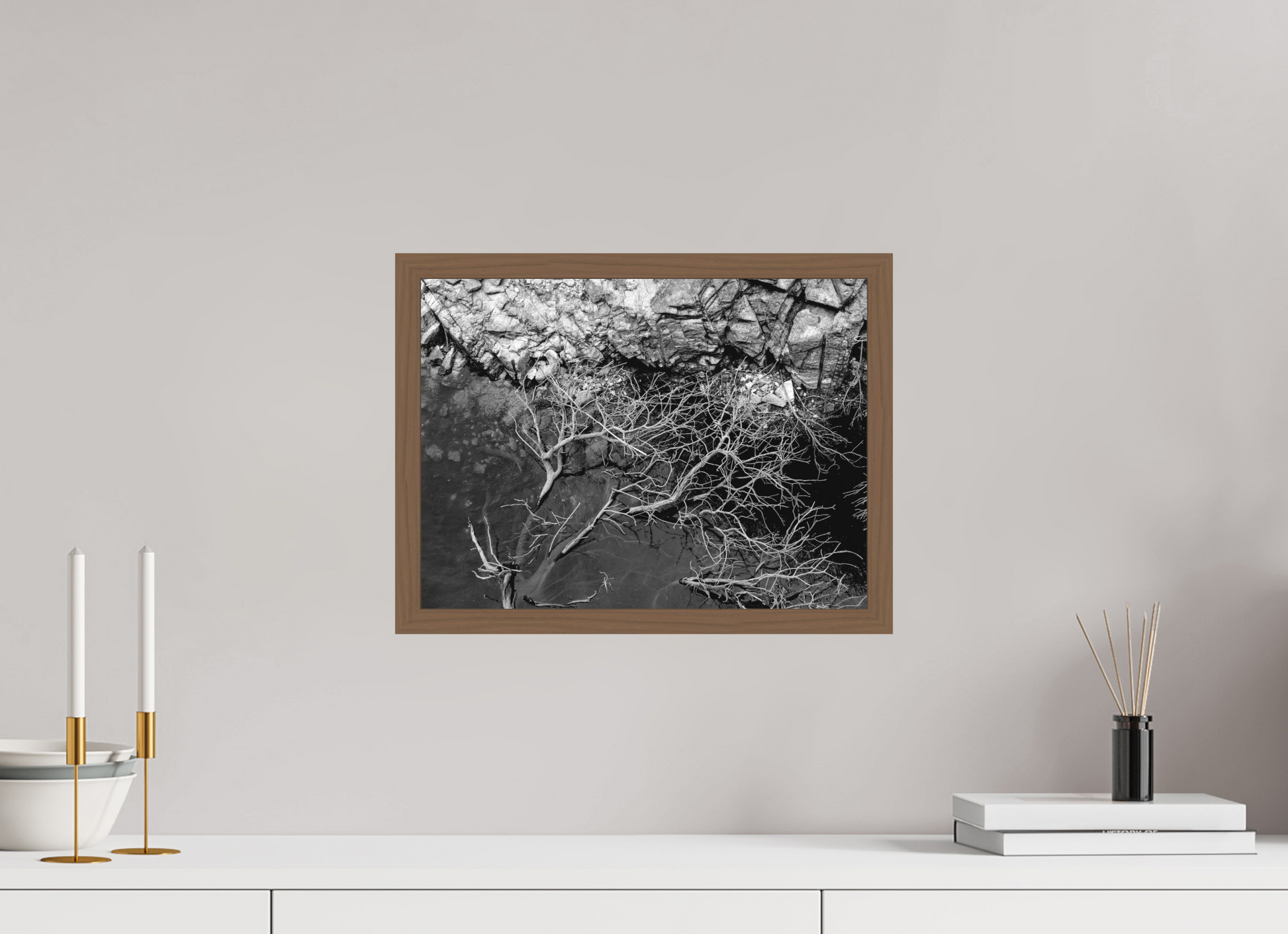 40 x 30 cm, Ilford P&B em Metacrilato - moldura Walnut Silêncio