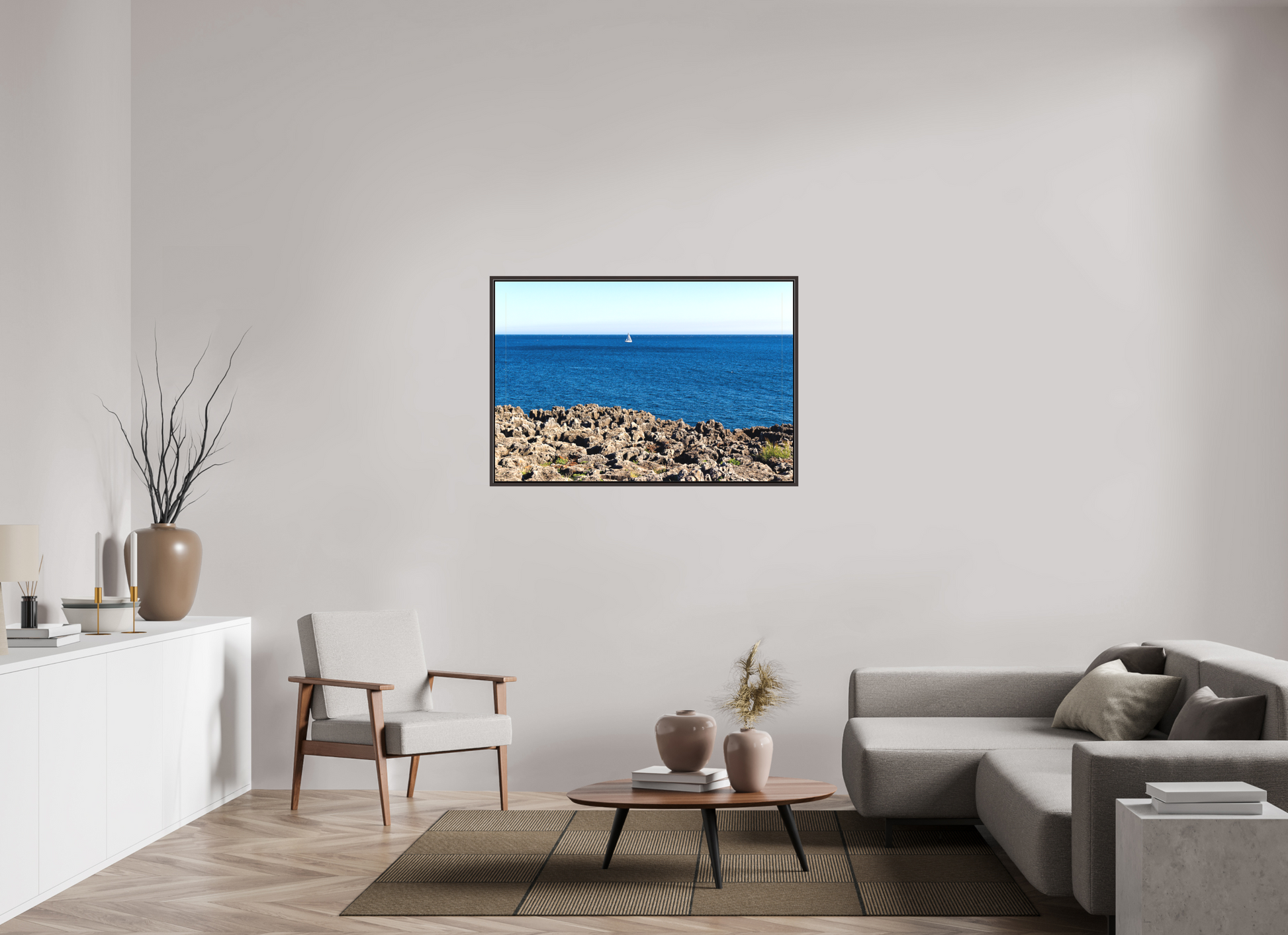 120 x 80 cm, Canva - moldura castanha escura O Barquinho
