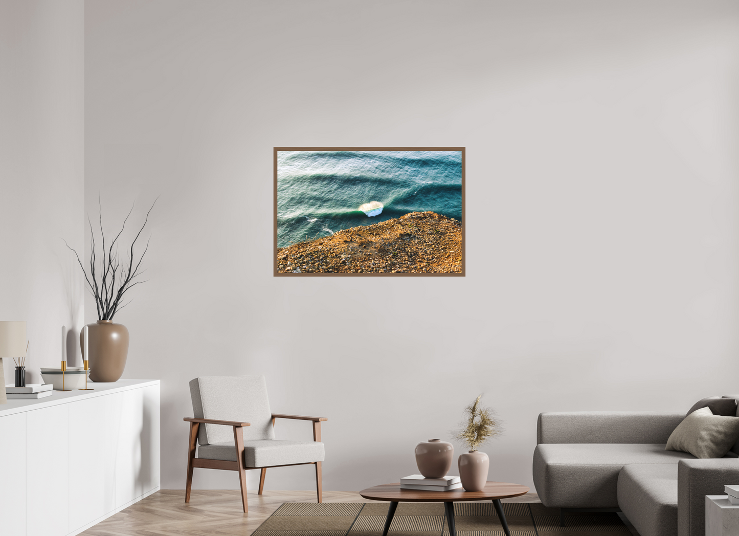 105 x 70 cm, Fine Art em Metacrilato - moldura walnut Wave