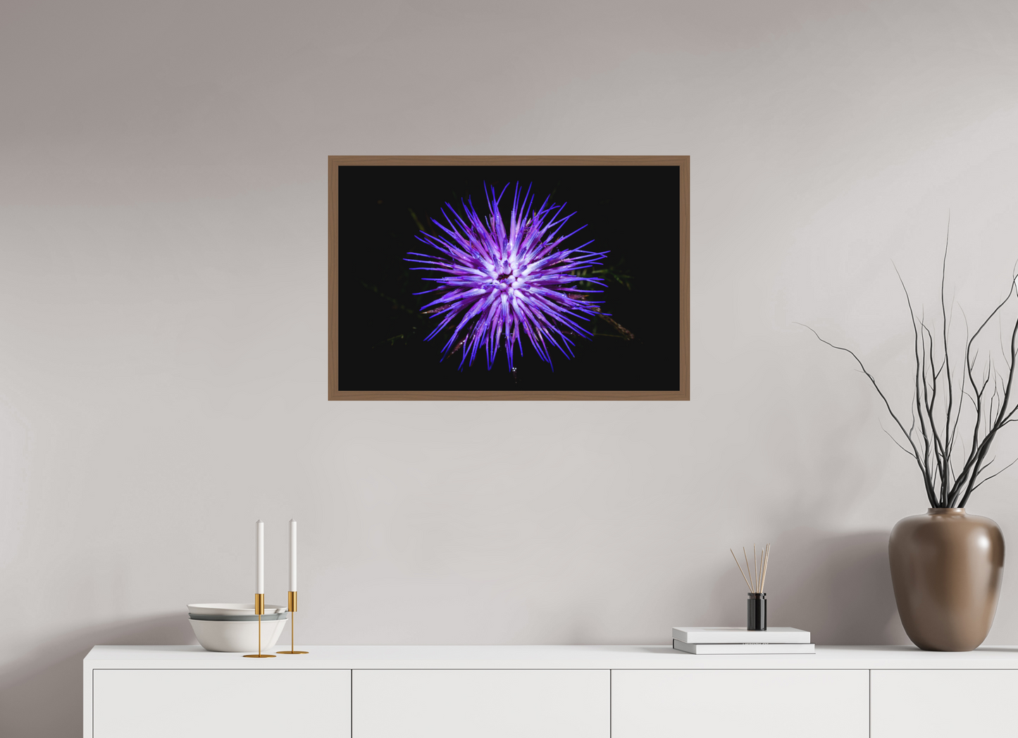 75 x 50 cm, Fine Art em Metacrilato - moldura walnut Cirsium
