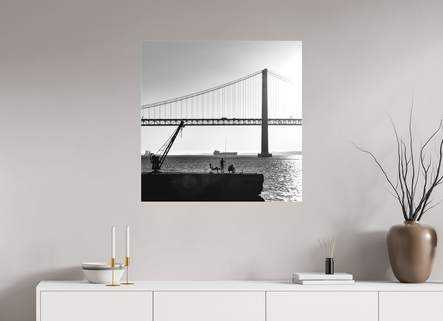 80 x 80 cm, Ilford P&B em Metacrilato - sem moldura Os Pescadores de Almada.