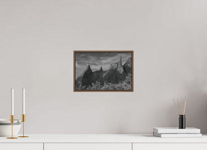 30 x 20 cm, Impressão em Alumínio escovado - moldura walnut Pico Dedo de Deus.