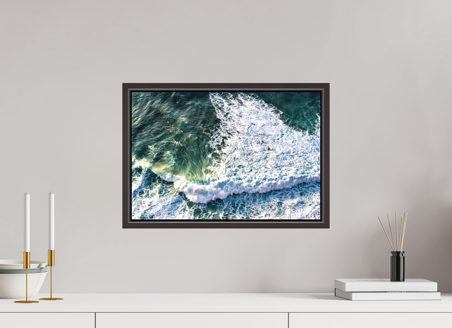 45 x 30 cm, Canva - moldura castanha escura Ocean