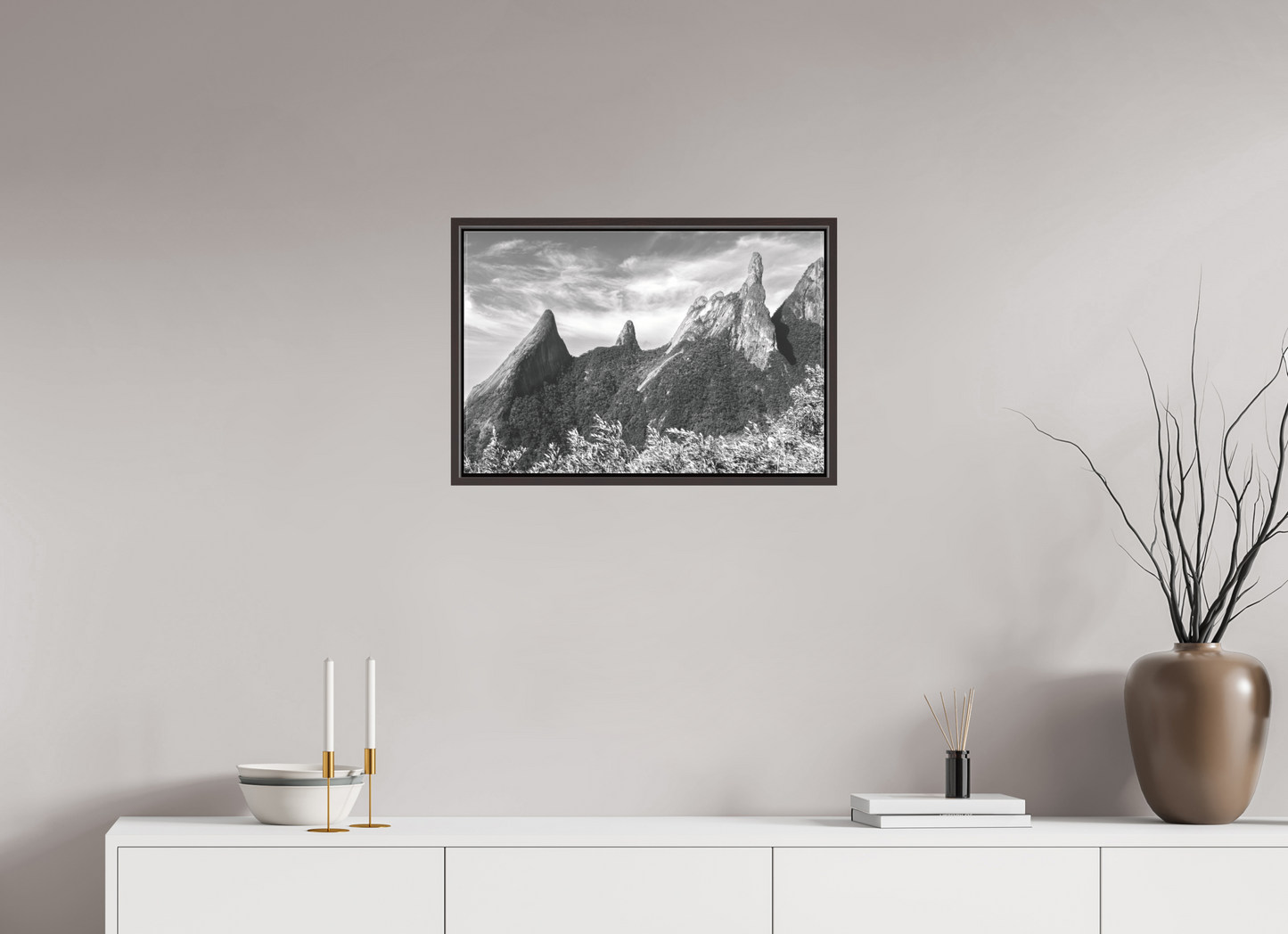 60 x 40 cm, Canva - moldura castanha escura Pico Dedo de Deus.