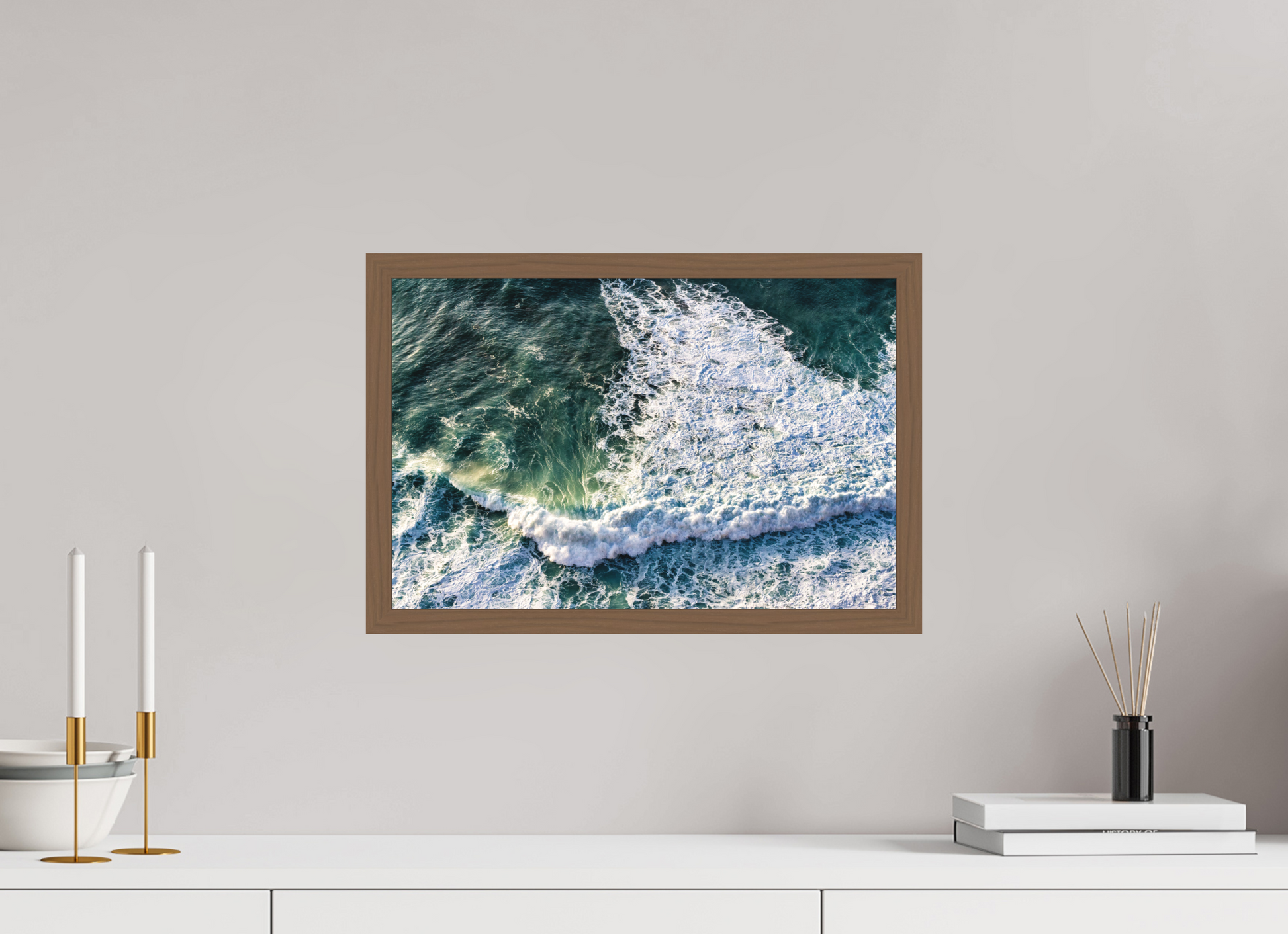 45 x 30 cm, Fine Art em Metacrilato - moldura walnut Ocean
