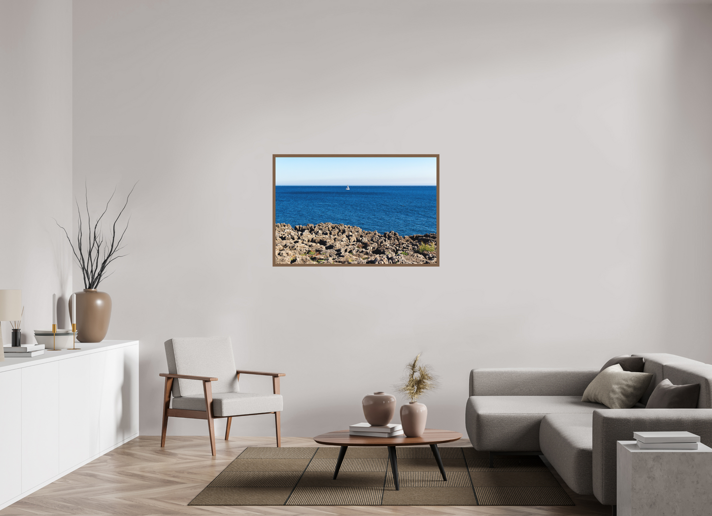 120 x 80 cm, Fine Art em Metacrilato - moldura walnut O Barquinho