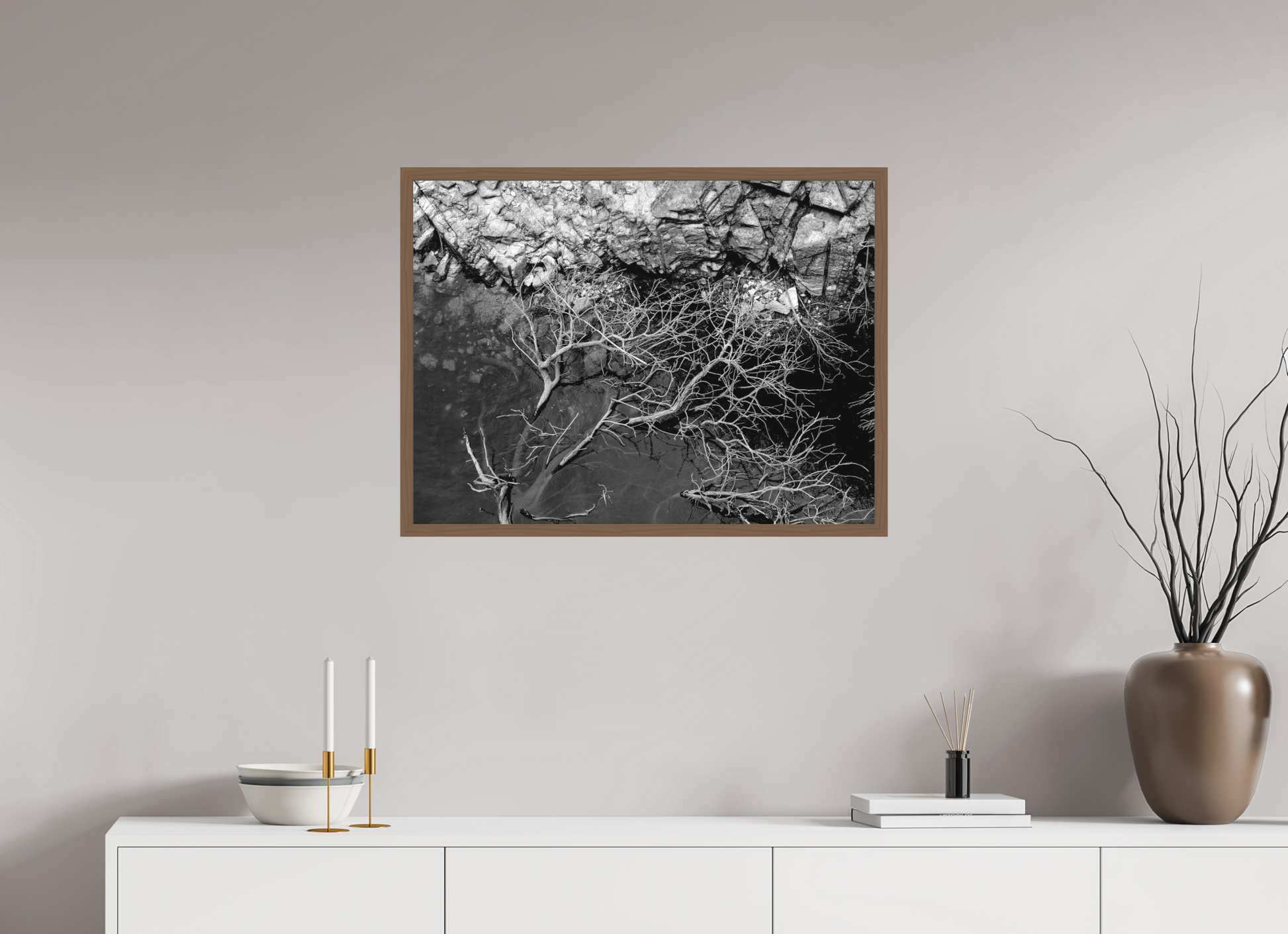 80 x 60 cm, Ilford P&B em Metacrilato - moldura Walnut Silêncio