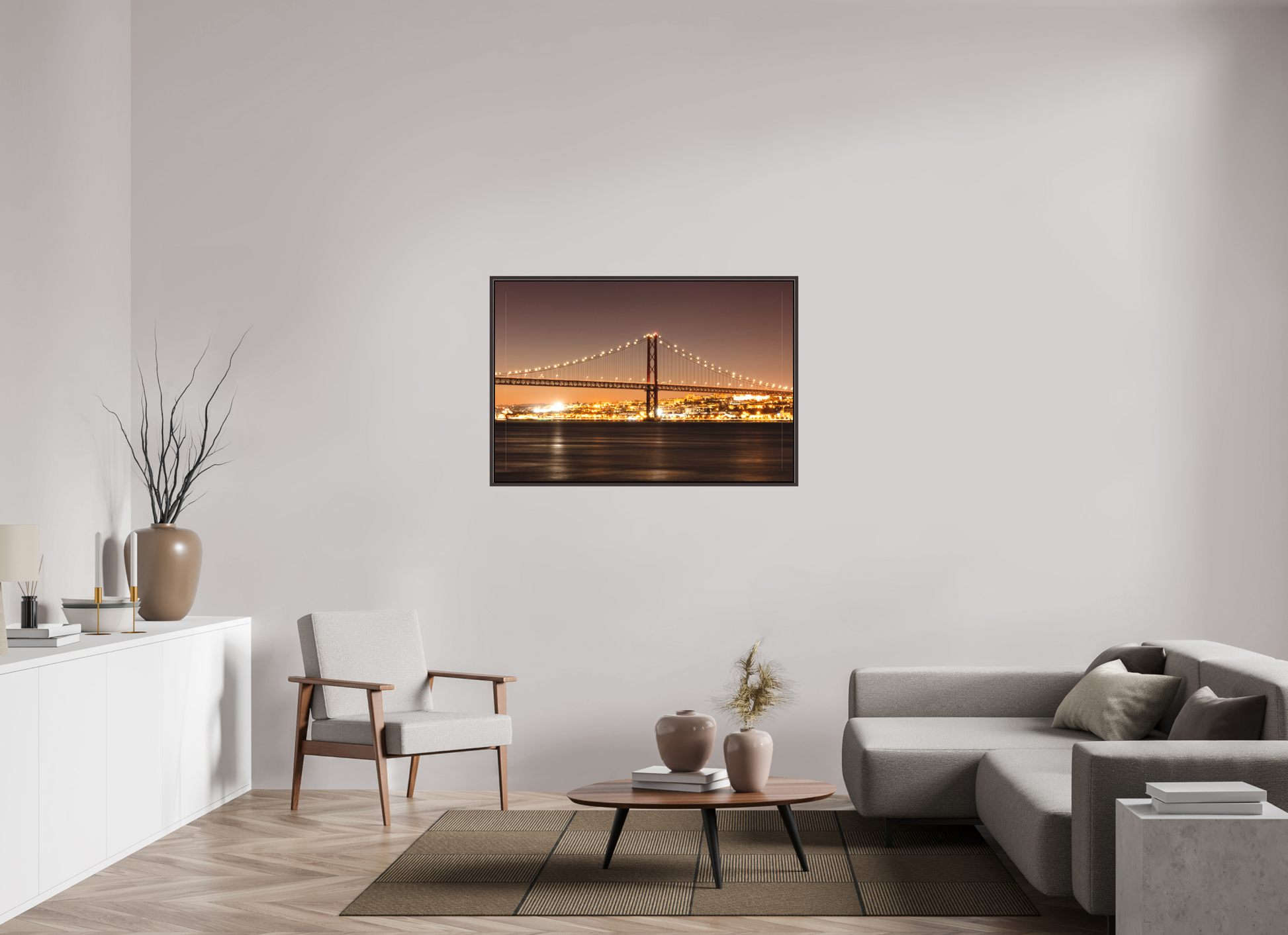 120 x 80 cm, Canva - moldura castanha escura A Ponte