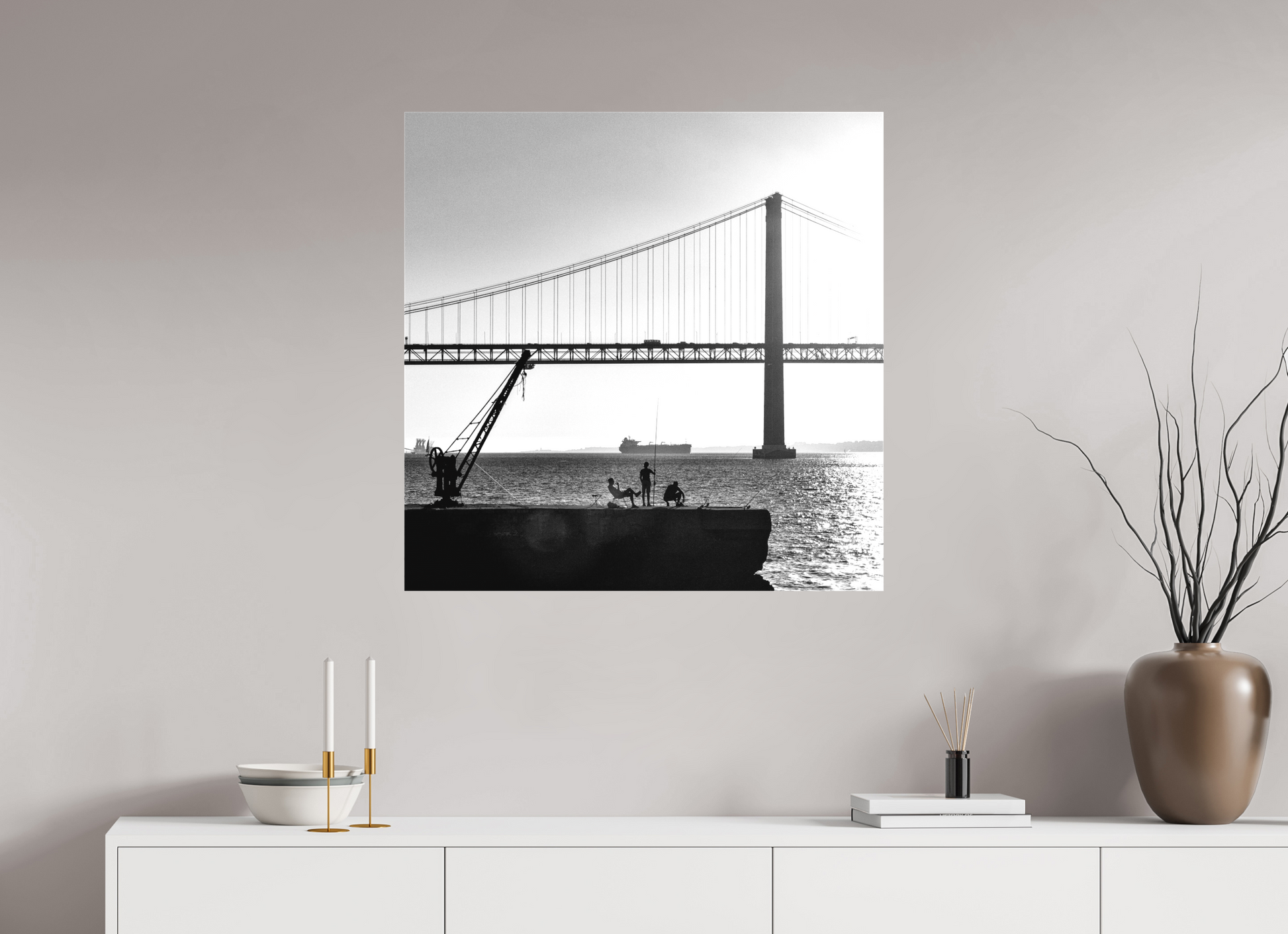 80 x 80 cm, Canva - sem moldura Os Pescadores de Almada.