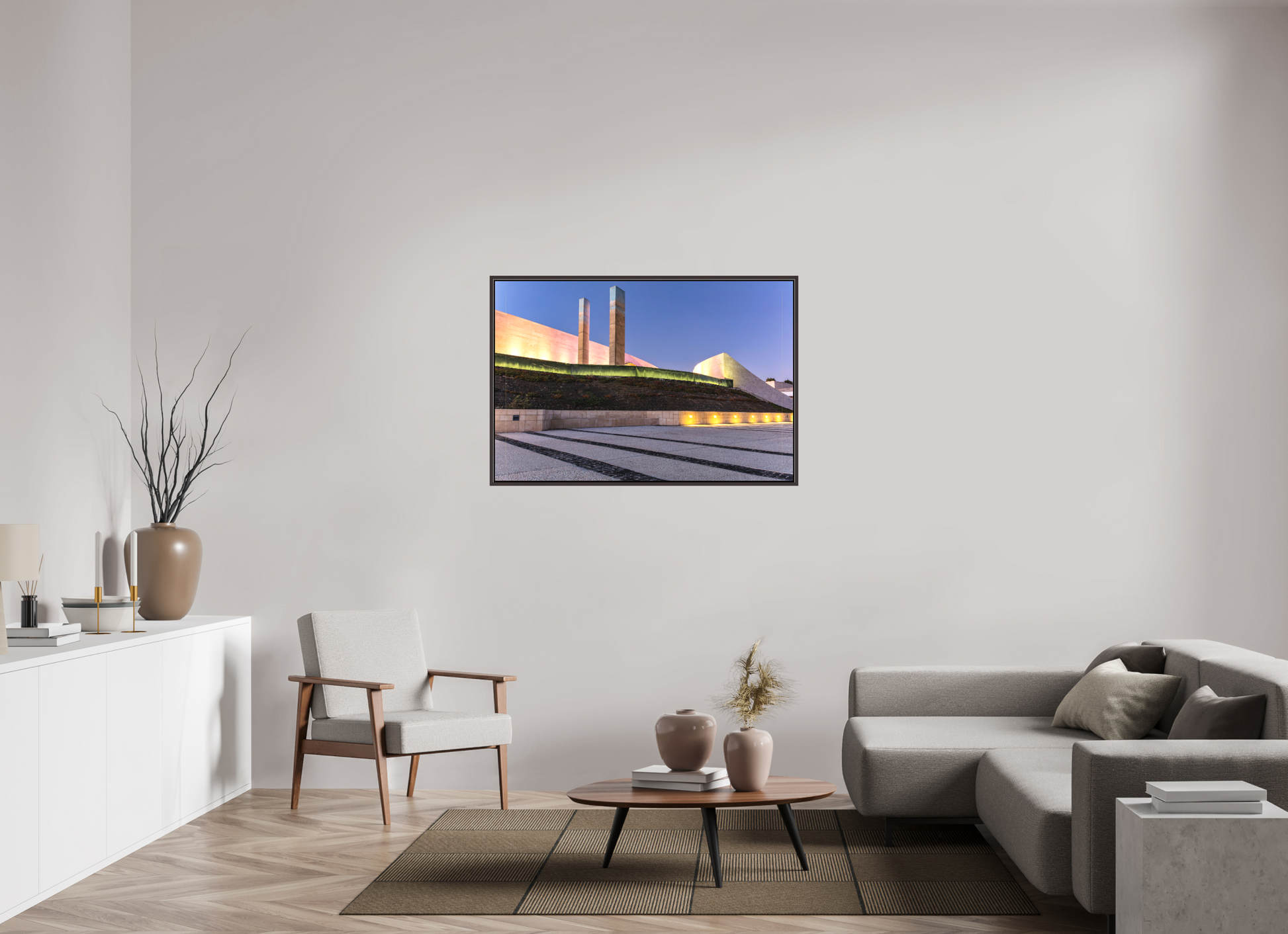 120 x 80 cm, Canva - moldura castanha escura Linhas e Curvas