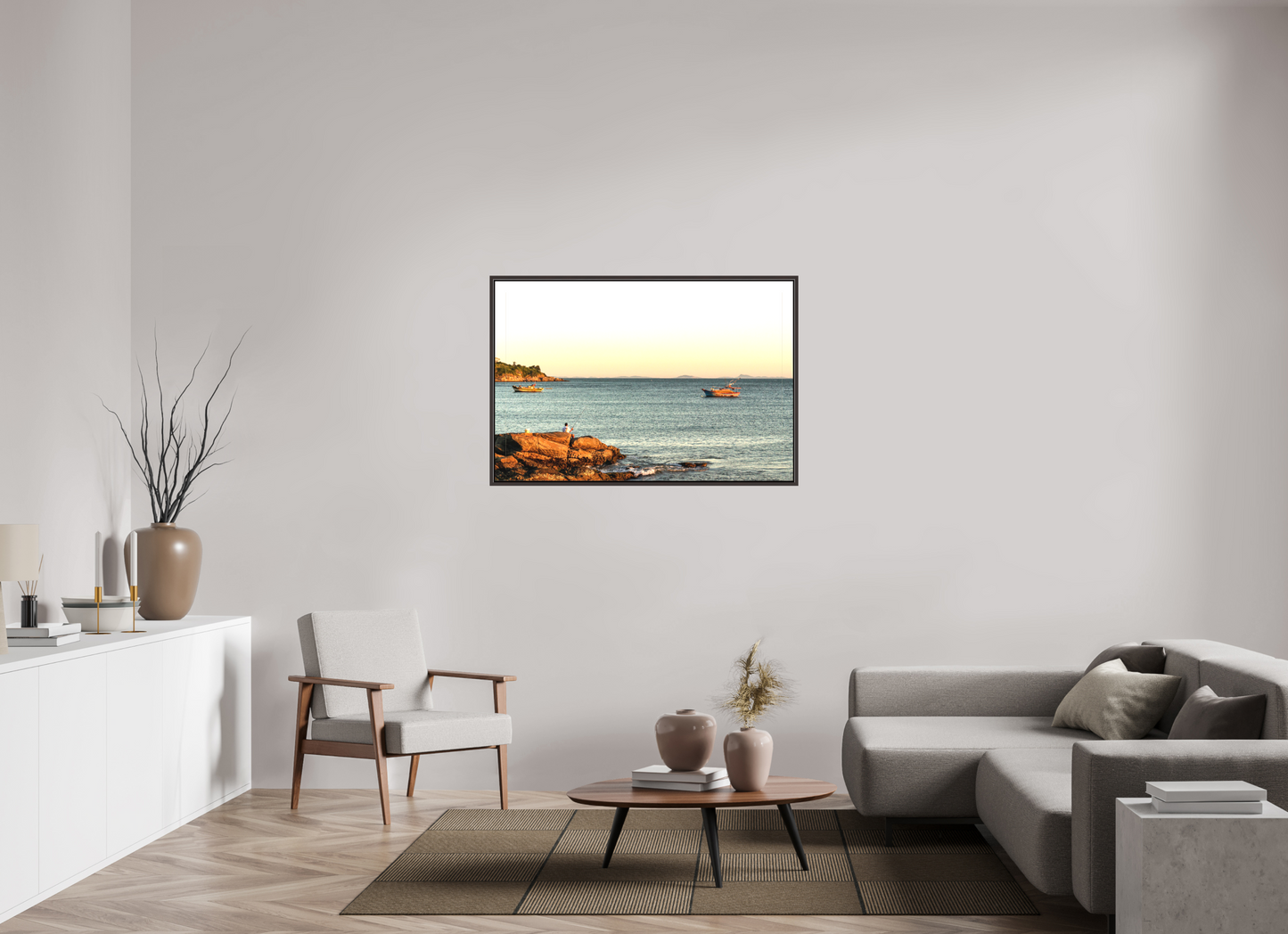 120 x 80 cm, Canva - moldura castanha escura O Pescador
