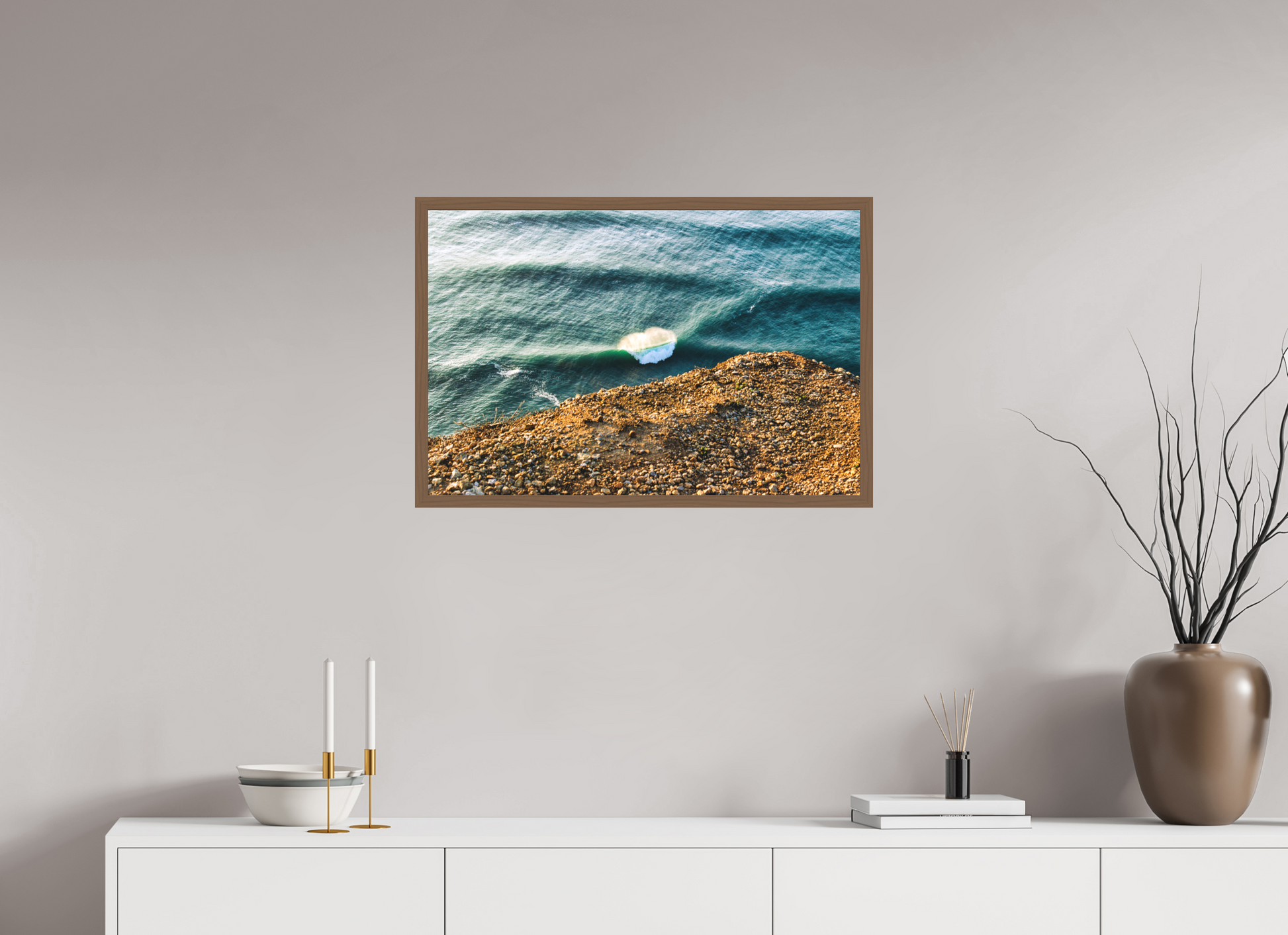 75 x 50 cm, Fine Art em Metacrilato - moldura walnut Wave