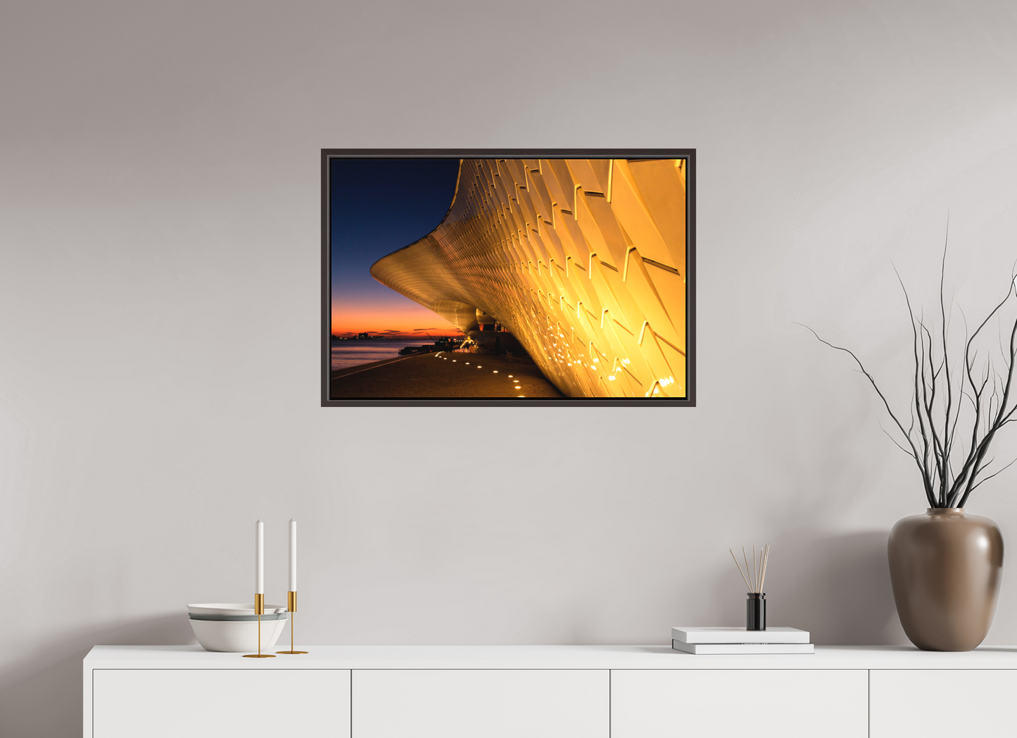 75 x 50 cm, Canva - moldura castanha escura Lines and Sunset