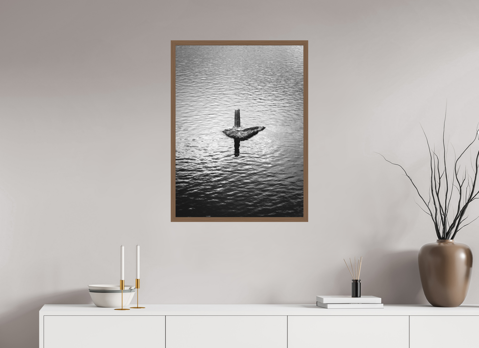 60 x 80 cm, Ilford P&B em Metacrilato - moldura Walnut Silêncio de Concreto