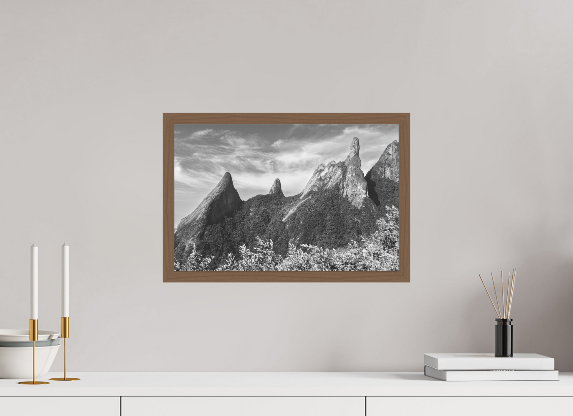 45 x 30 cm, Ilford P&B em Metacrilato - moldura Walnut Pico Dedo de Deus.