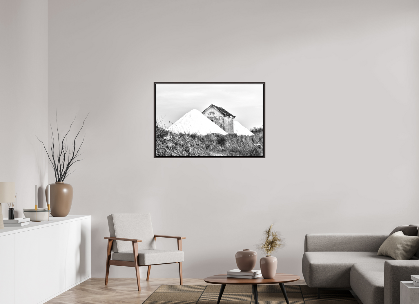 105 x 70 cm, Canva - moldura castanha escura Salinas de Aveiro