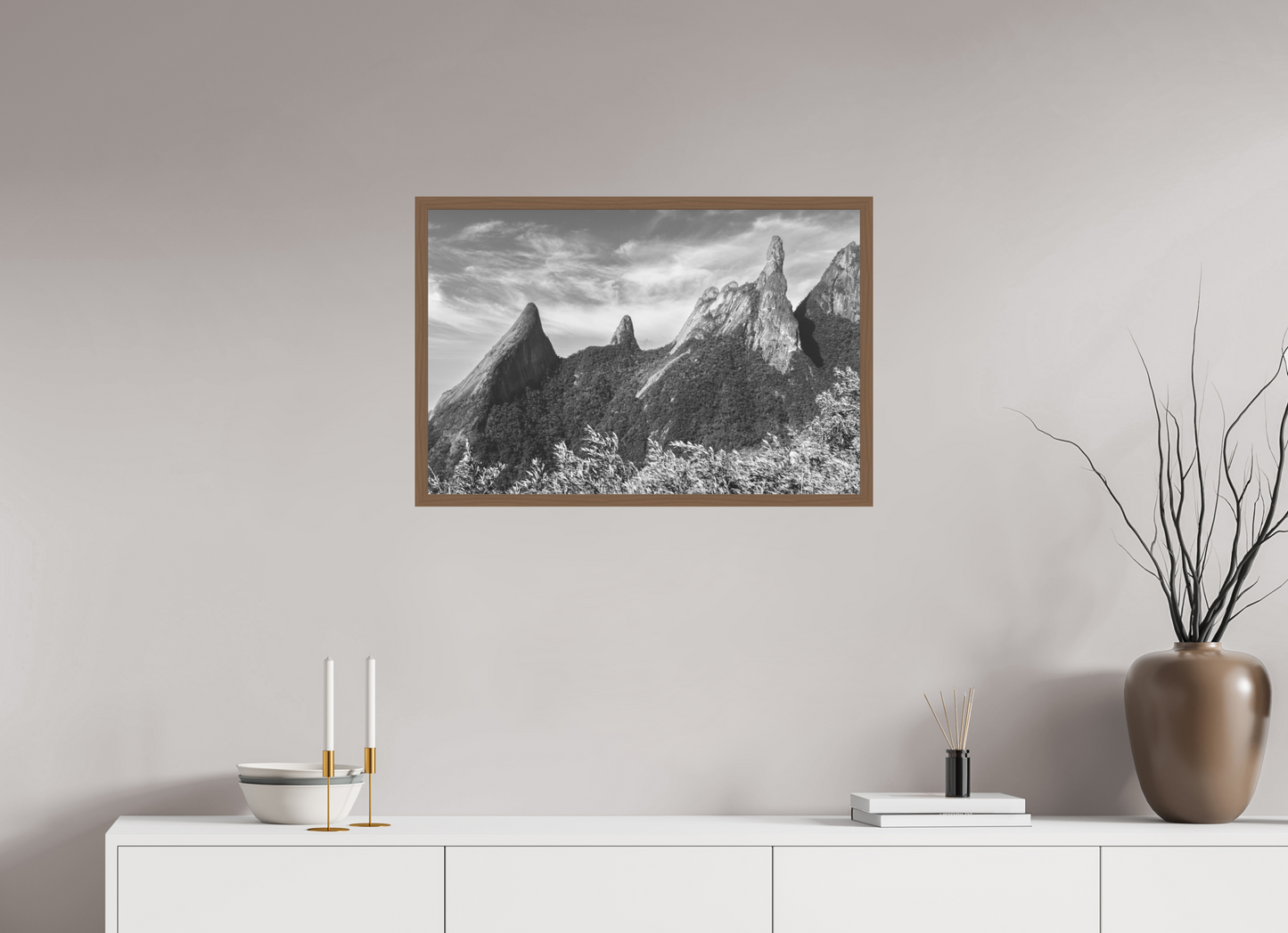 75 x 50 cm, Ilford P&B em Metacrilato - moldura Walnut Pico Dedo de Deus.