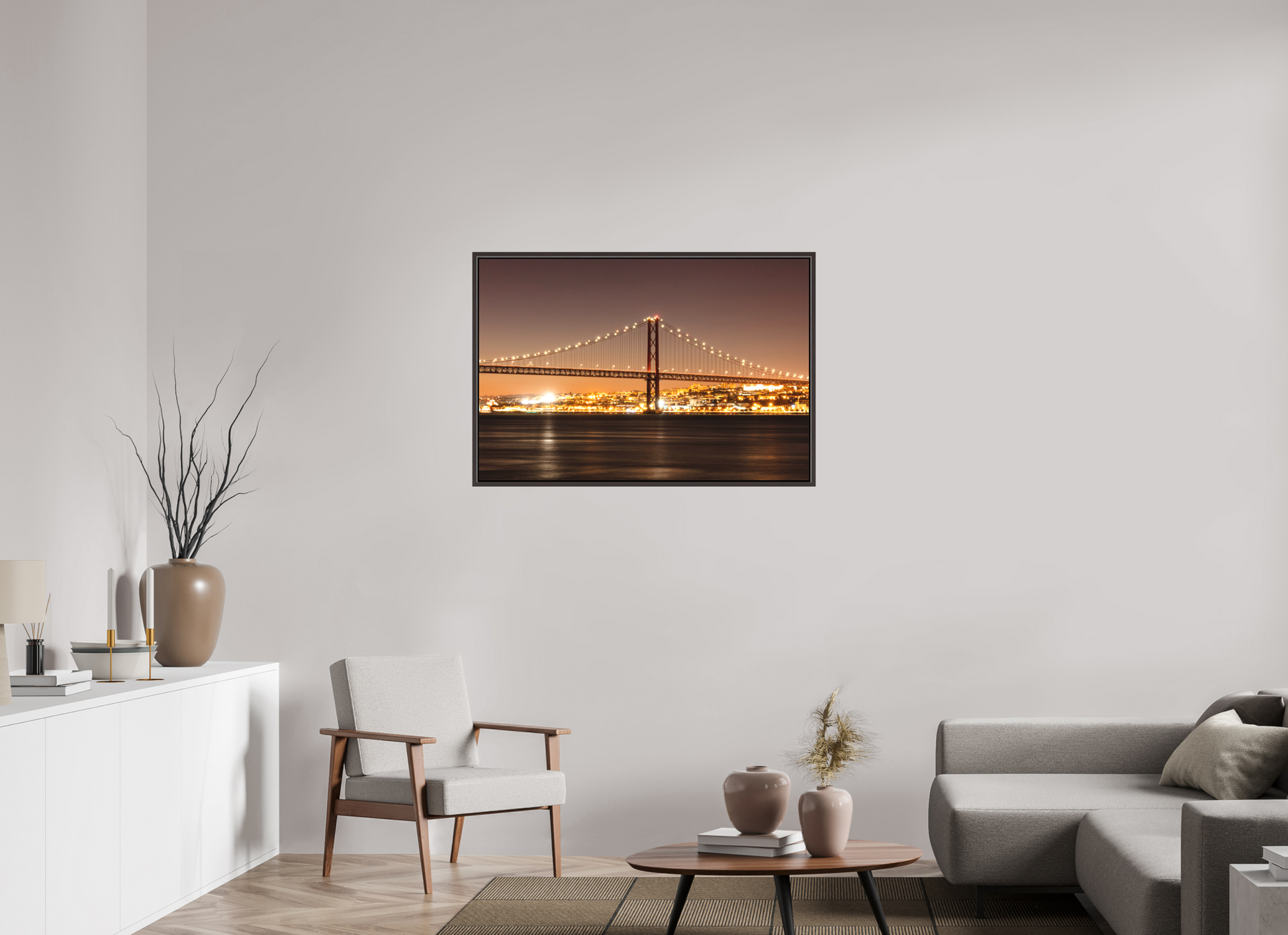 105 x 70 cm, Canva - moldura castanha escura A Ponte
