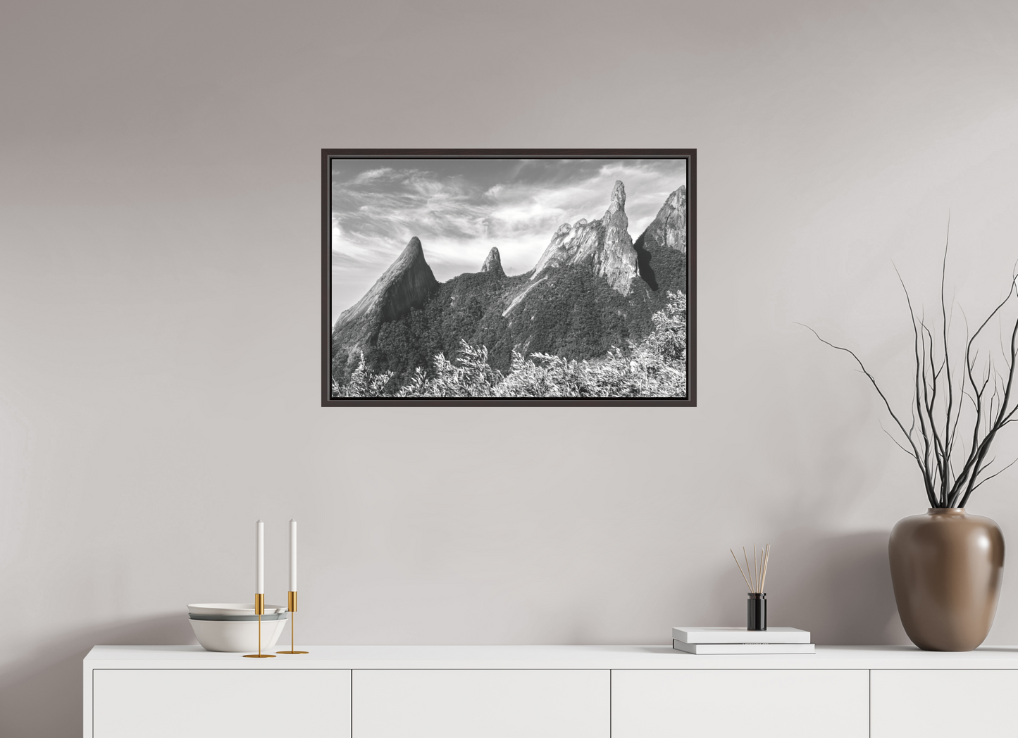 75 x 50 cm, Canva - moldura castanha escura Pico Dedo de Deus.