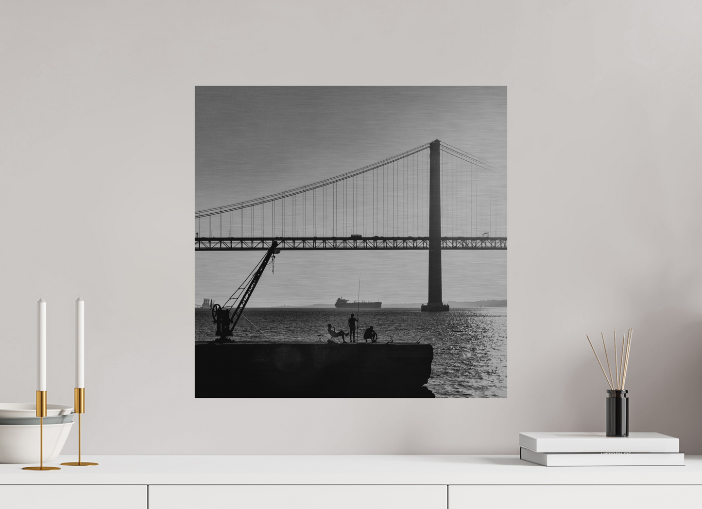 50 x 50 cm, Impressão em Alumínio escovado - sem moldura Os Pescadores de Almada.