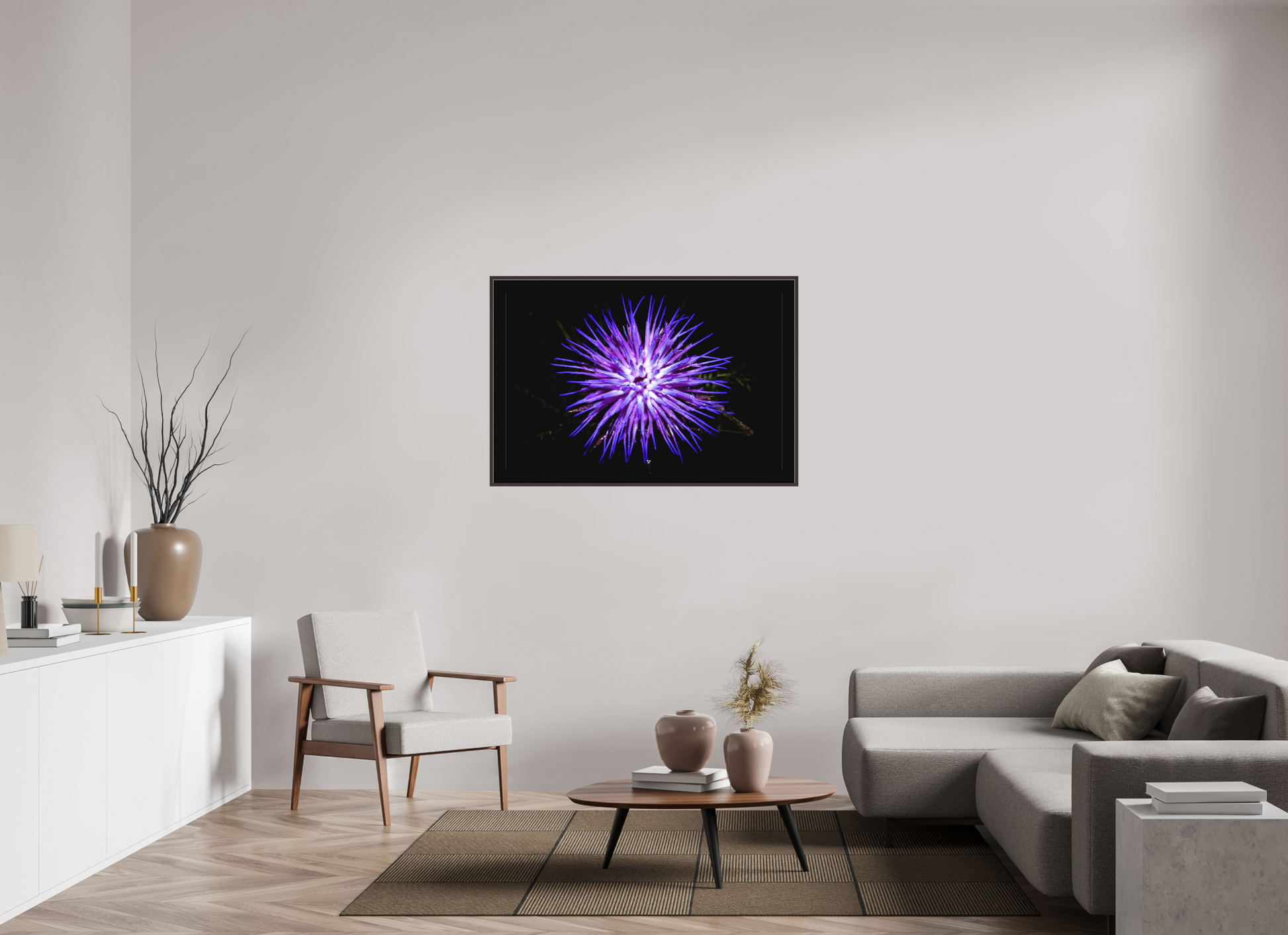 120 x 80 cm, Canva - moldura castanha escura Cirsium