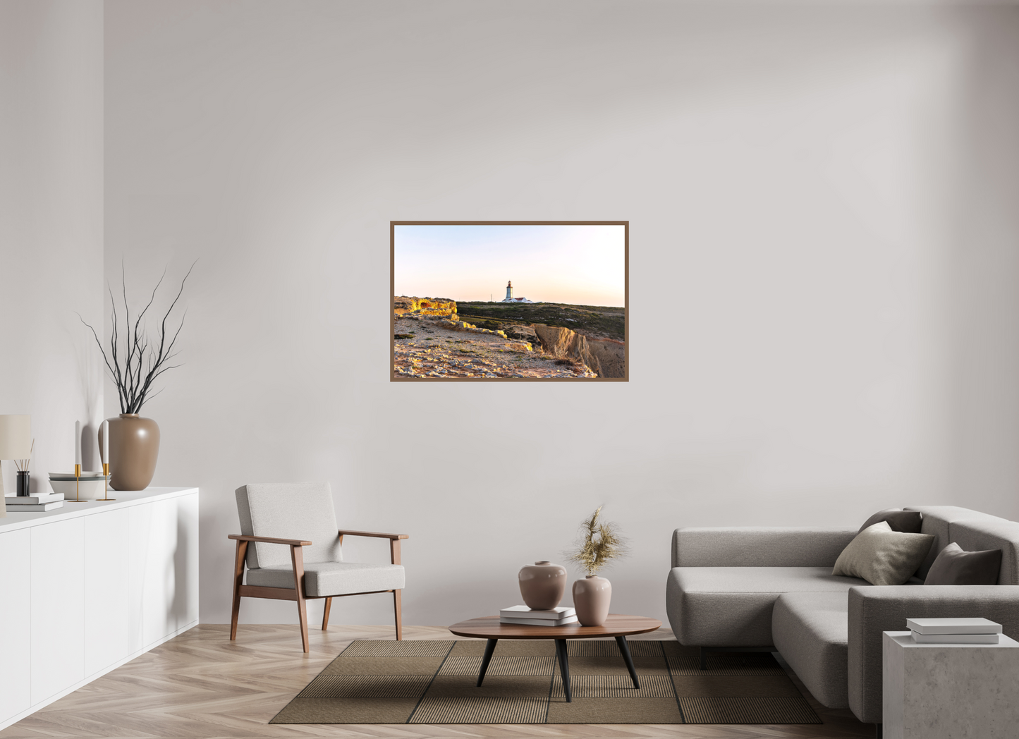 120 x 80 cm, Fine Art em Metacrilato - moldura walnut O Farol