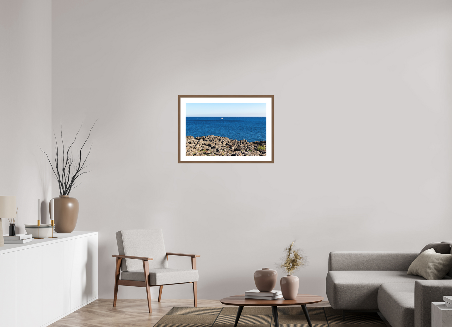 75 x 50 cm, Hahnemuhle Fine Art - moldura Walnut O Barquinho