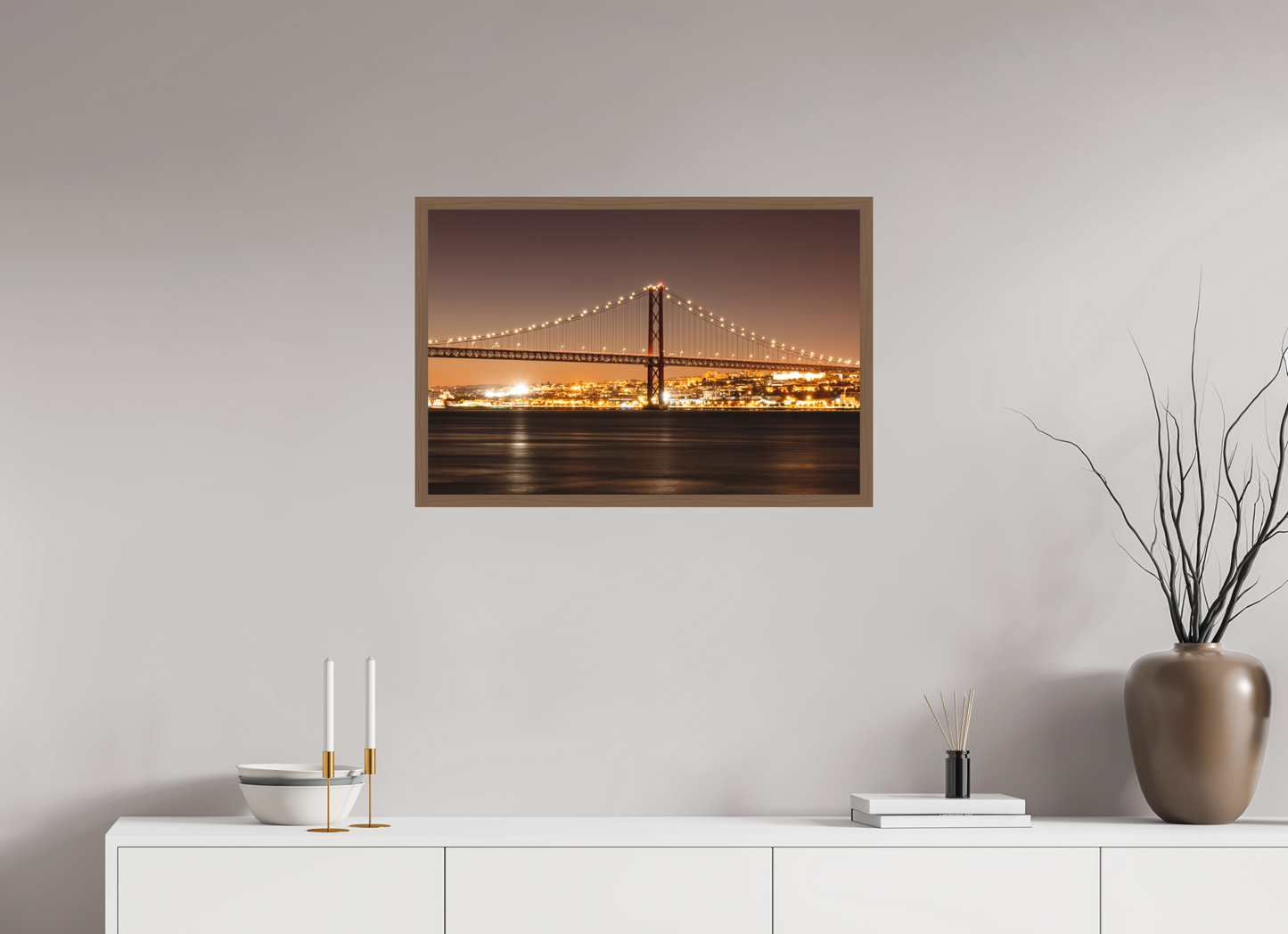 75 x 50 cm, Fine Art em Metacrilato - moldura walnut A Ponte