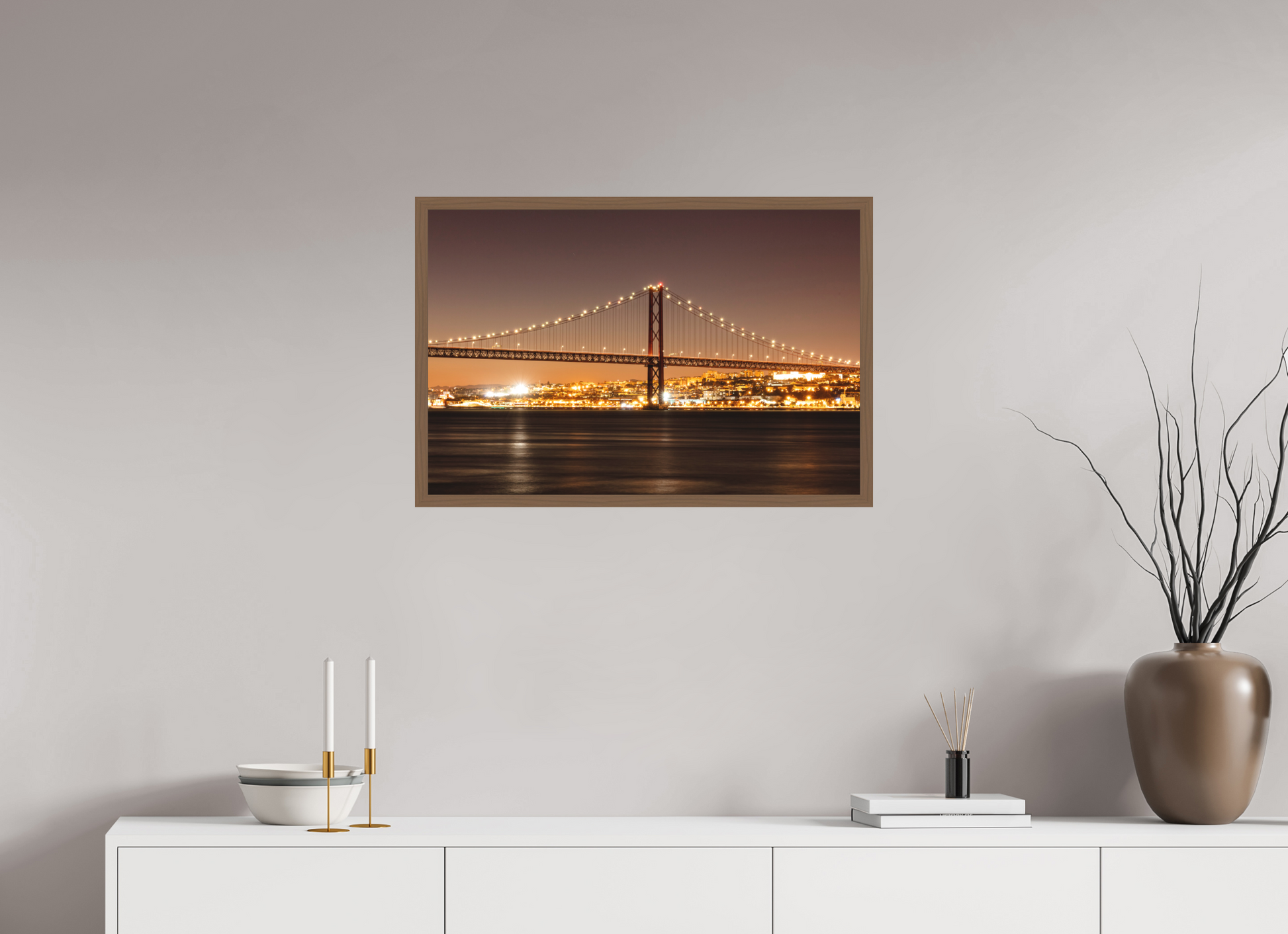 75 x 50 cm, Fine Art em Metacrilato - moldura walnut A Ponte