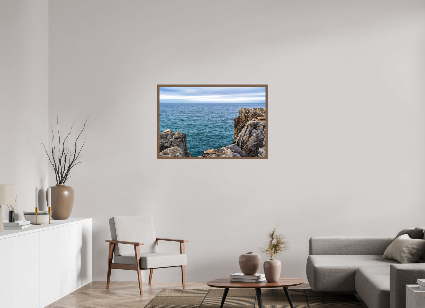 105 x 70 cm, Fine Art em Metacrilato - moldura walnut Horizon